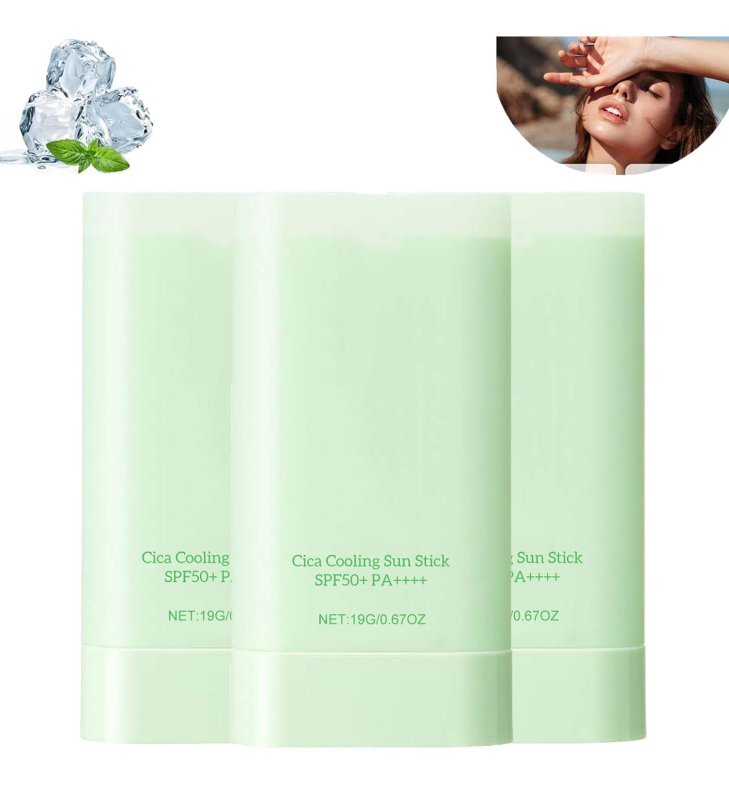 Cooling Sun Stick Sun Cream For Face Korean Stick Sunscreen Korean Korean Moisturizing Sunscreen Stick Water Resistant & Non-Greasy (3pcs) - Buy Online on GoSupps.com