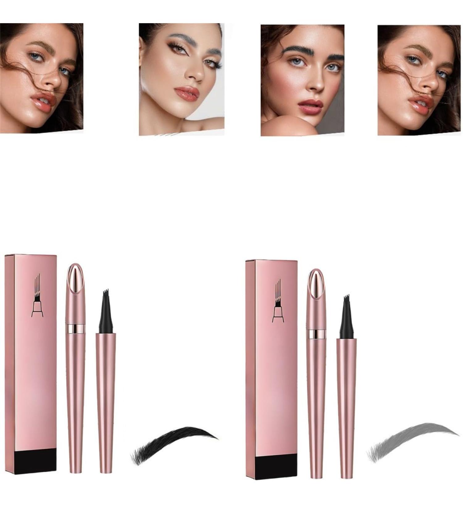 2024 Magic Eyebrow Pencil 4 Tip Microblading Eyebrow Pen Upgraded 3D Waterproof Eyebrow Pencils for Women Natural Makeup Fine Stroke Magic Eyebrow Pencil (Black+Gray) - Buy Online on GoSupps.com