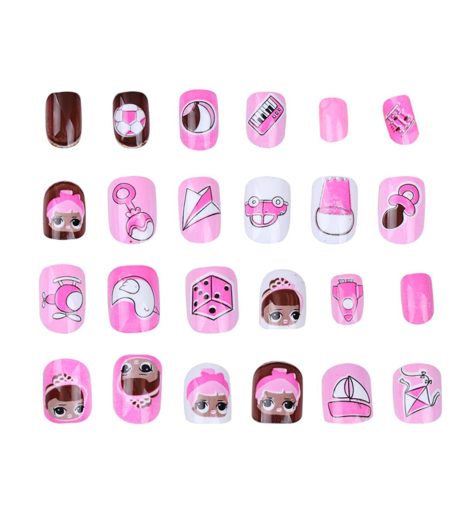 LALAFINA 3 Sets Nail Art Decals Cartoon Nail Art Sticker Kids False Nail Kids Art Fake Nail Eco-friendly Nail Stickers Colorful Kids Nail Stickers Manicure Finished Nail Art Child