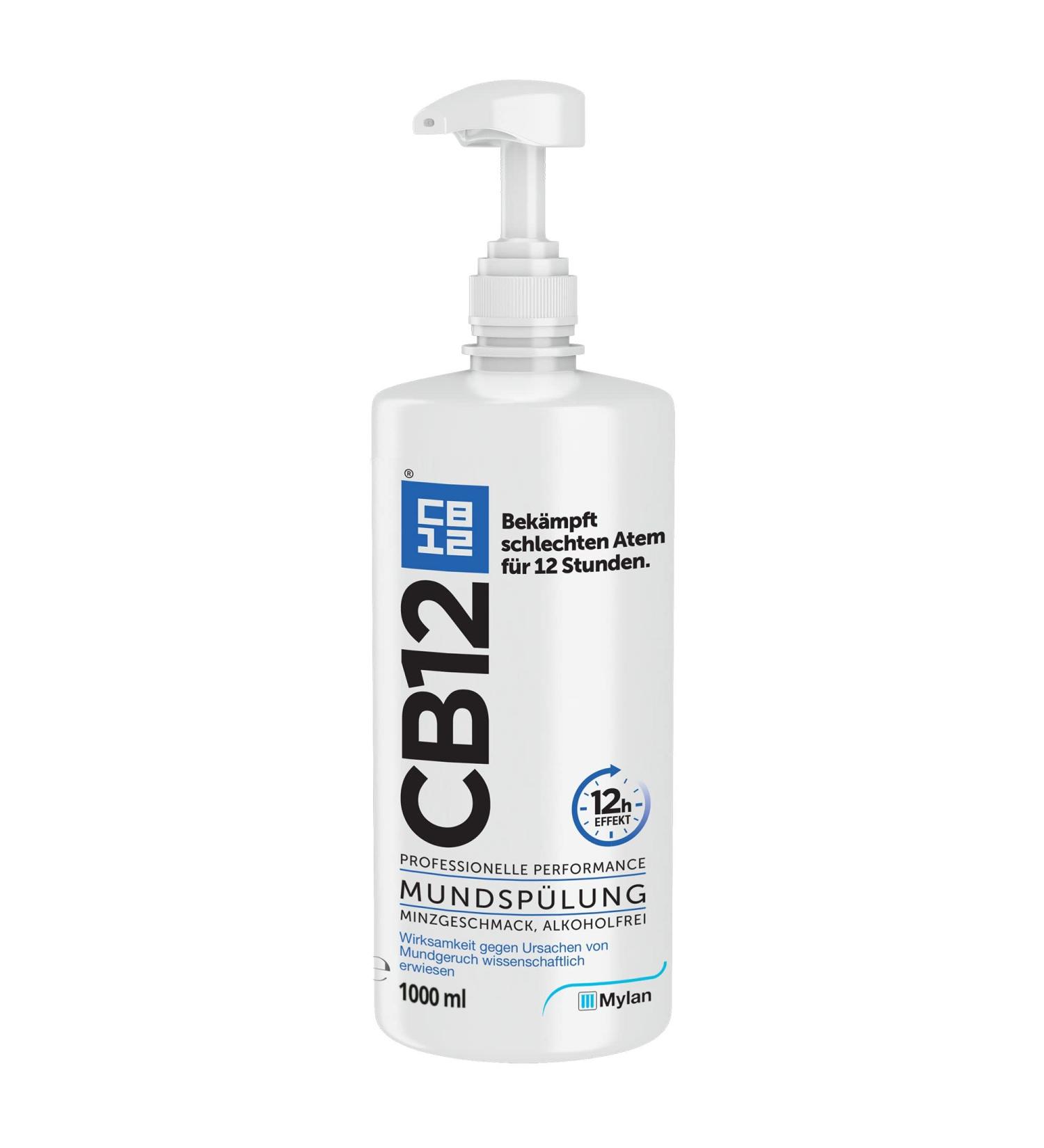 CB12 Mouthwash with Zinc Acetate & Chlorhexidine - 12-Hour Fresh Breath Mint Flavor Alcohol-Free 1000ml (1 Pack) - International Shipping Available - Buy Online on GoSupps.com