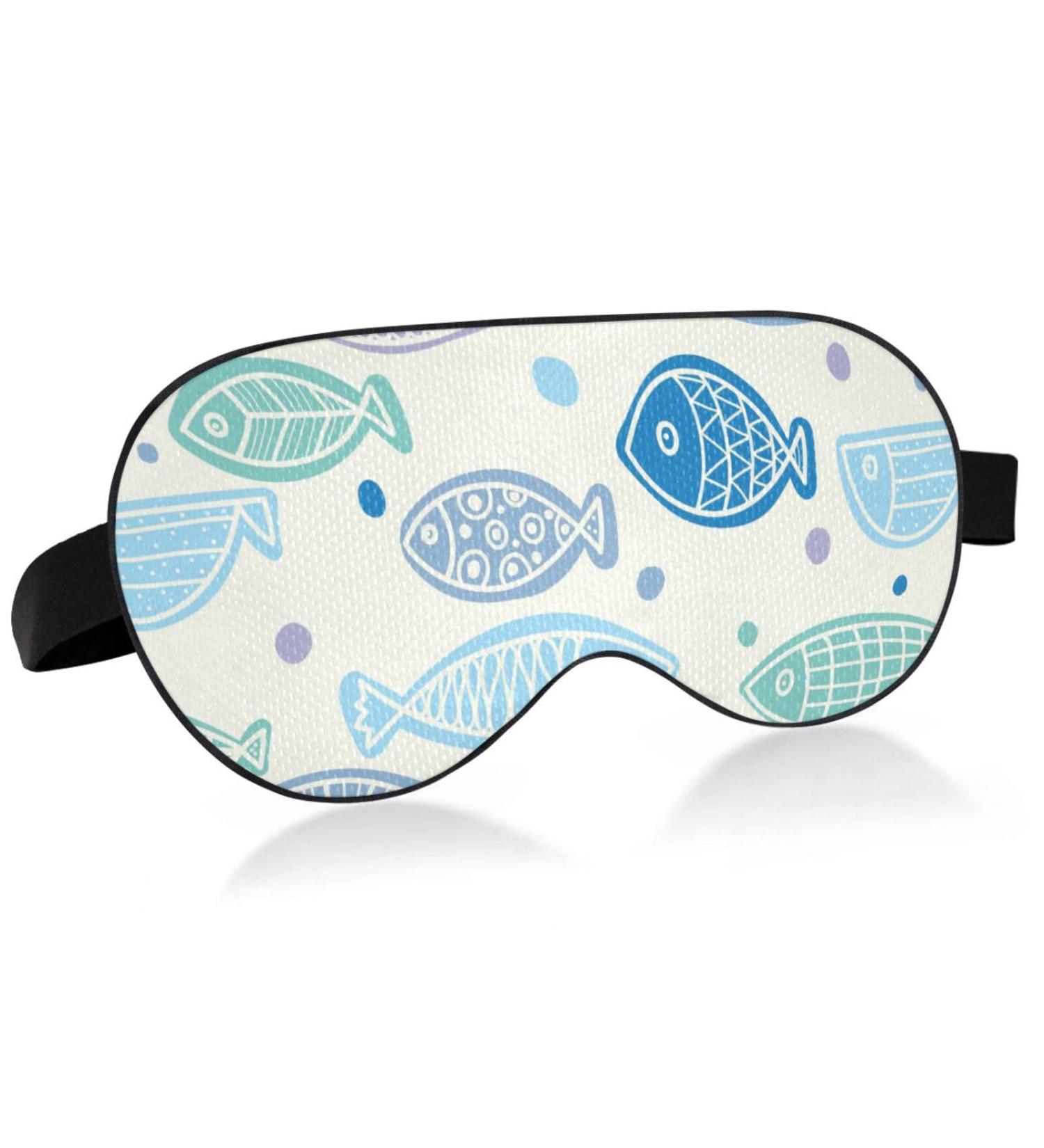 Adjustable Light Blocking Eye Mask for Deep Sleep - Men and Women - Travel, Yoga, Meditation - Cute Cartoon Fish Design - Buy Online on GoSupps.com