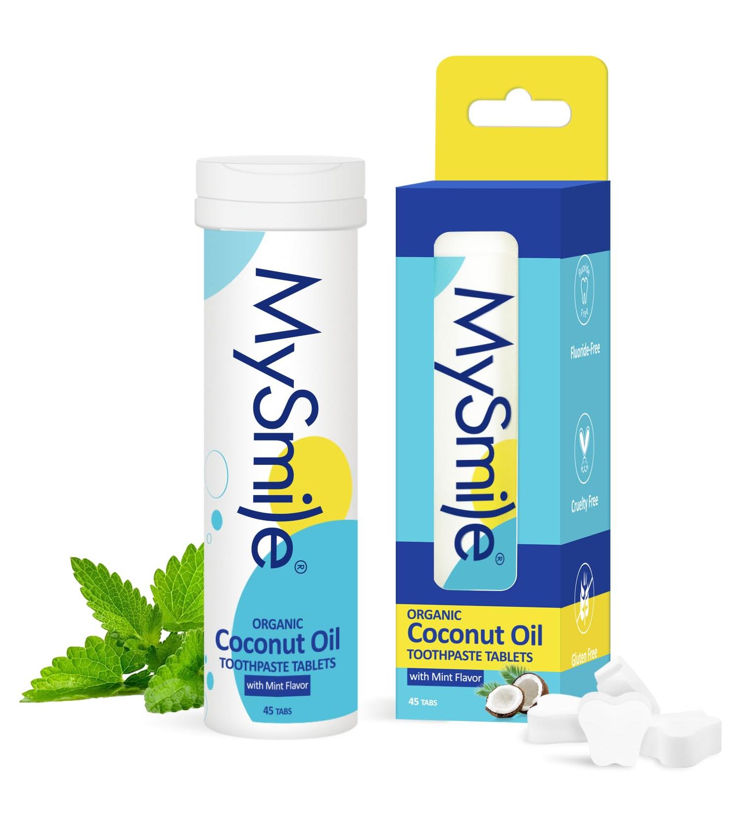MySmile Toothpaste Tablets | Nano Hydroxyapatite Fluoride-Free Organic Coconut Oil | Remineralize & Reduce Sensitivity | Travel-Friendly Mouthwash Bits - Buy Online on GoSupps.com