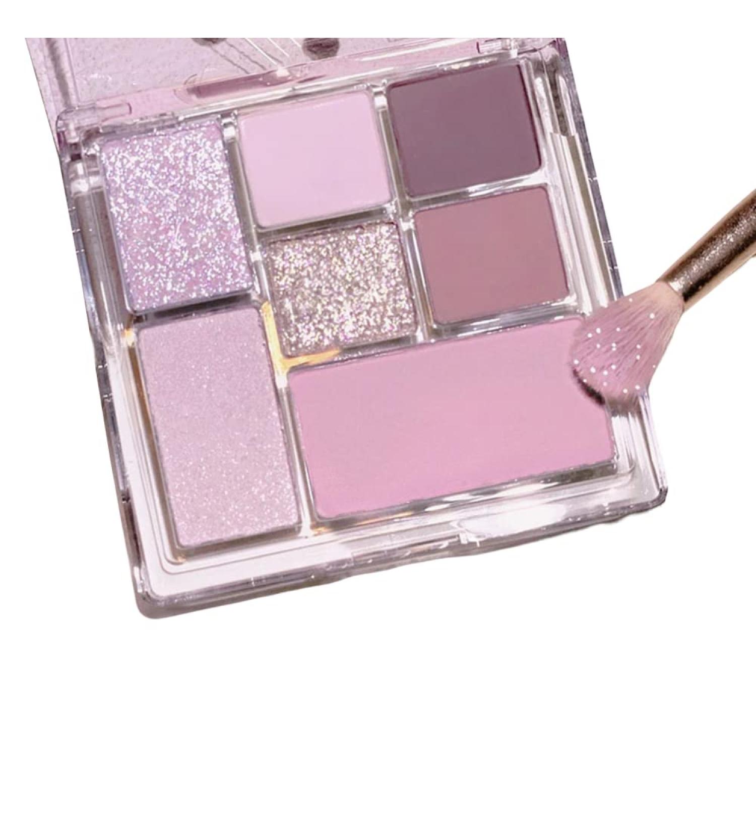 7 Colors Eye Makeup Pallet Kit Purple Glitter Highlight Pearly Eyeshadow Palette for Wedding Christmas Makeup - Buy Online on GoSupps.com