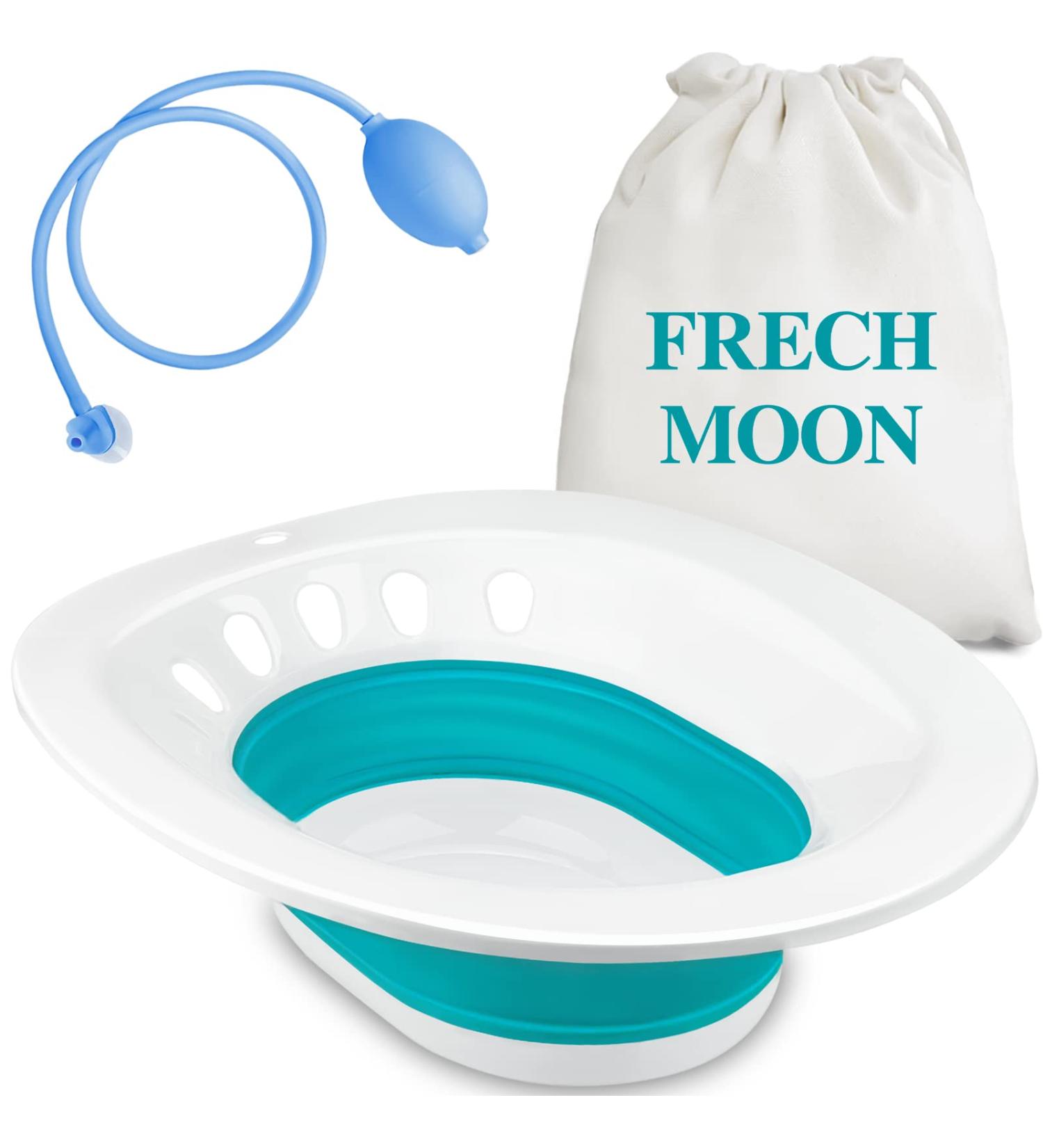 Sitz Bath for Hemorrhoids & Postpartum Care - Collapsible Seat with Deeper Bowl for Perineum Relief, Includes Sitz Bath Salt Green - Ideal for Women - Buy Online on GoSupps.com