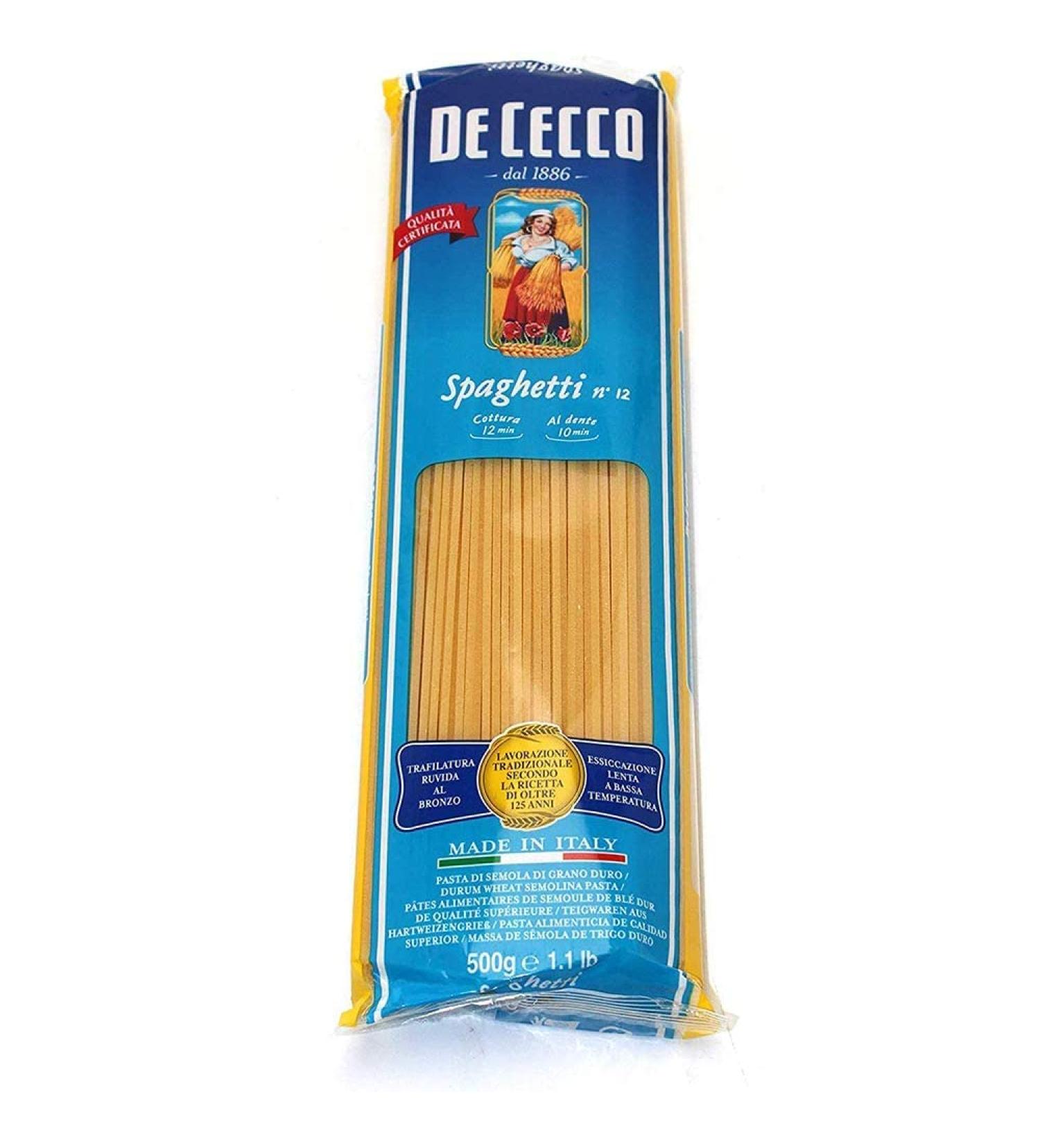 10x Pasta De Cecco 100% Italian Spaghetti n. 12 Pasta 500g 500 g (Pack of 10)