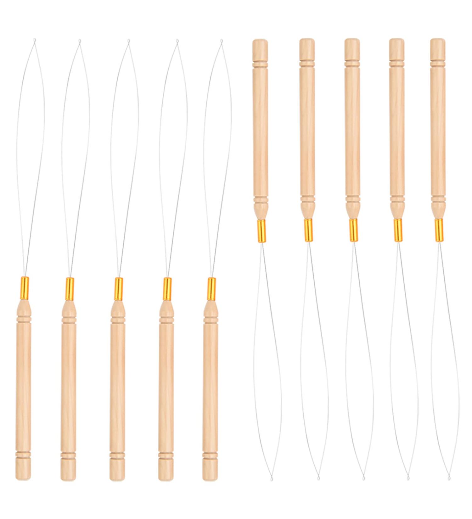 Vlasy Hair Extension Loop Needle Threader Set - 10PCS Micro/Nano Bead Pulling Hook Tools for Hair and Feather Extensions - Buy Online on GoSupps.com