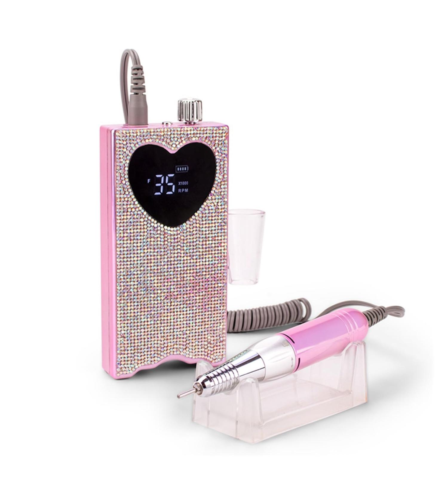 Electric Nail File Heart Shape Electric Nail Drill 35000RPM Nails Milling Cutter Wireless Pedicure Grinder Rechargeable Nail Drilling Machine - Buy Online on GoSupps.com