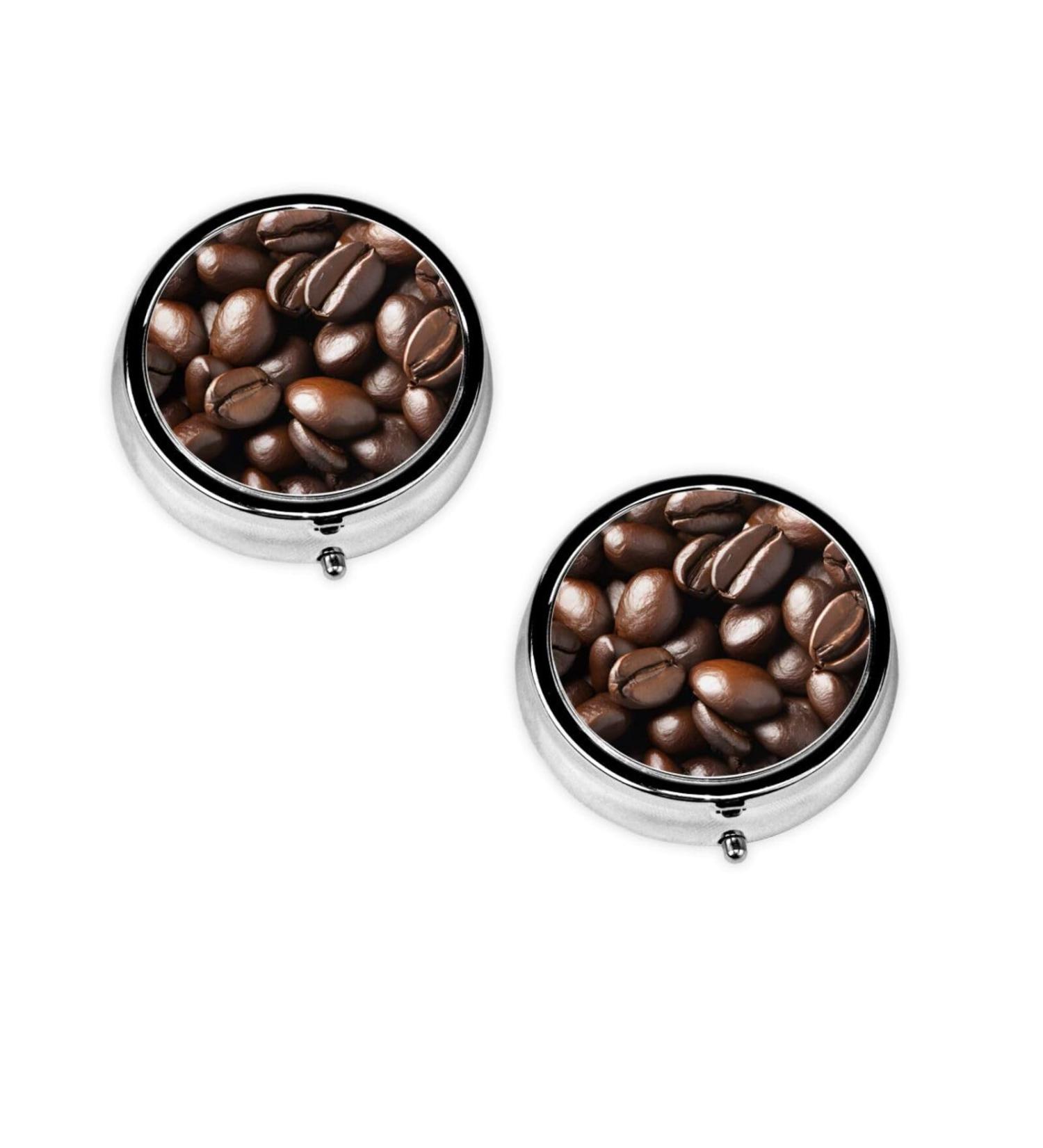 Funny Roasted Coffee Bean Pill Box | 3 Compartment Mini Organizer for Travel & Vitamins | Portable Decorative Medicine Case - Buy Online on GoSupps.com