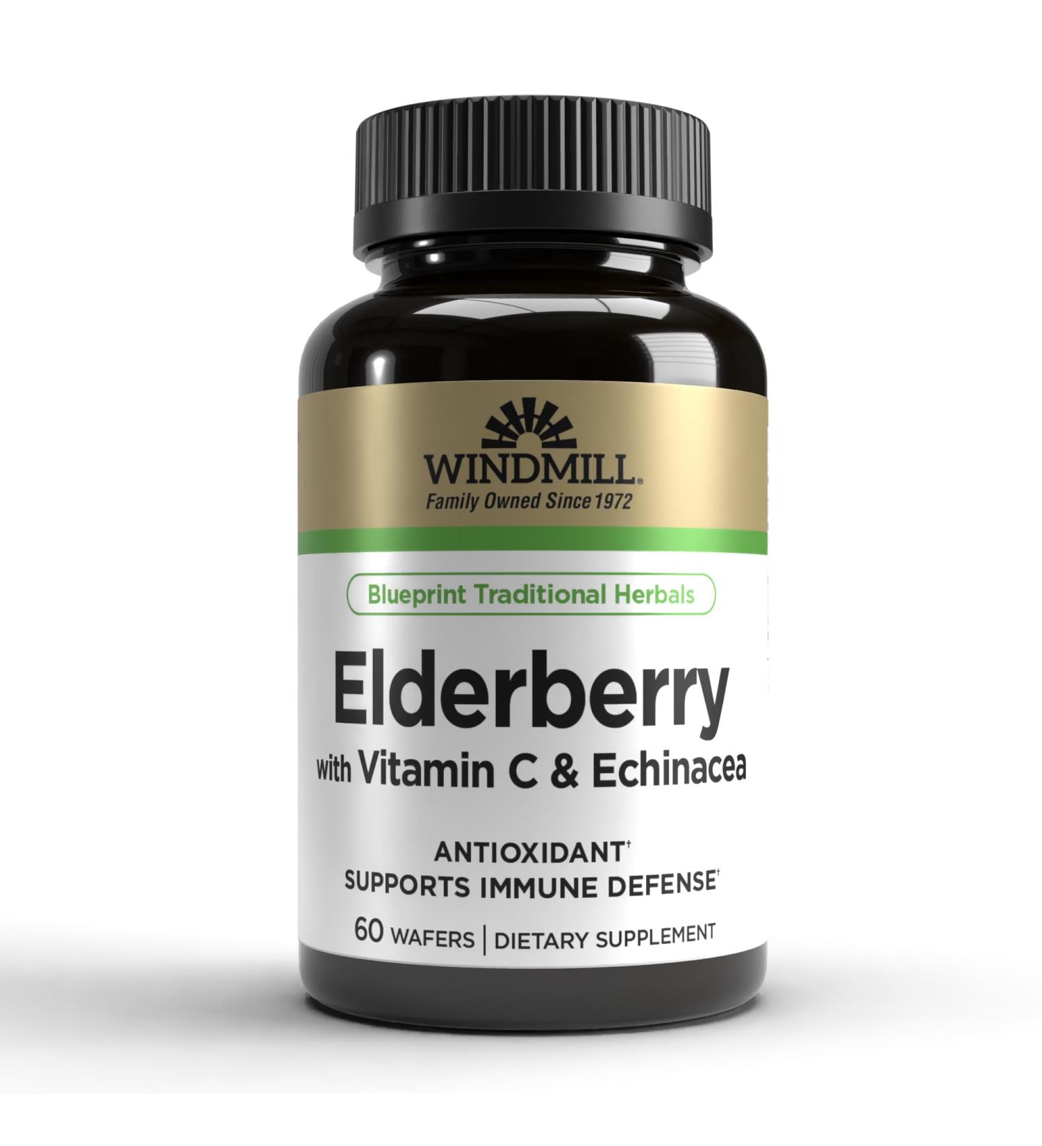 Windmill Elderberry with Vitamin C & Echinacea Capsules 60 Ea - Buy Online on GoSupps.com