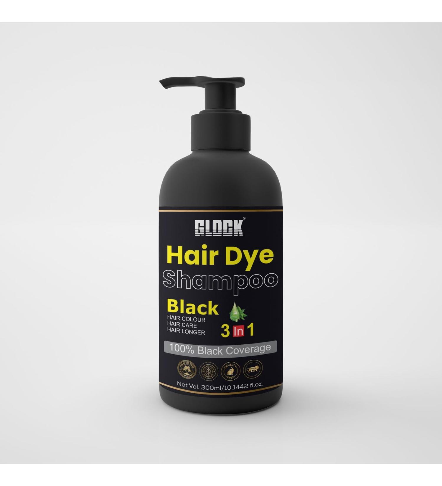 Hair Color Shampoo for Black Hair | Glock Hair Dye Shampoo - Quick & Long-Lasting 3-In-1 Ammonia-Free 300ml - Buy Online on GoSupps.com