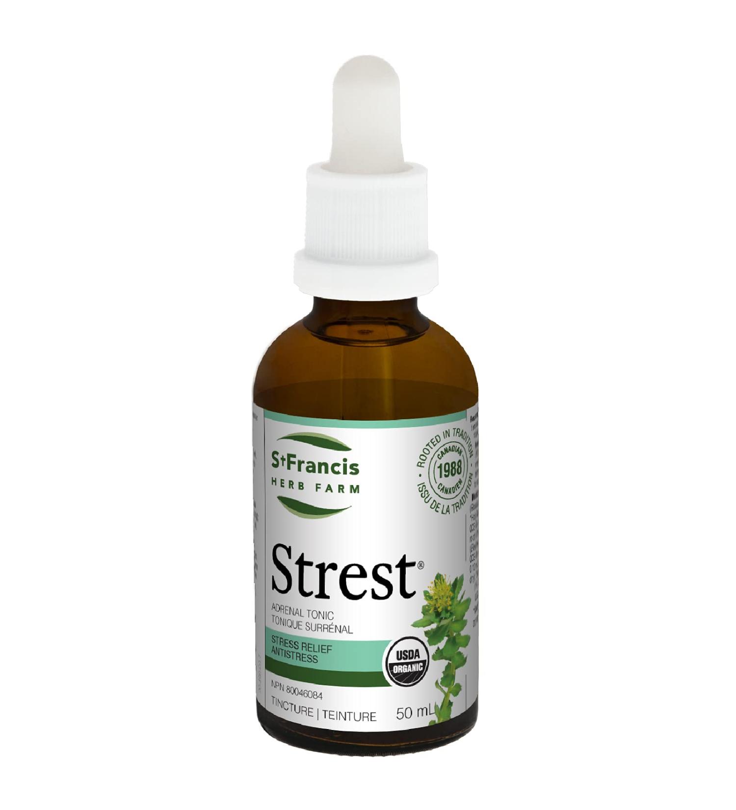 St. Francis Herb Farm Strest | Herbal Tincture with Ashwagandha | Helps with Stress Relief | Anxiety Relief Remedy Drops | Certified Organic Non GMO Gluten Free Vegan Dairy Free - 50 mL - Buy Online on GoSupps.com