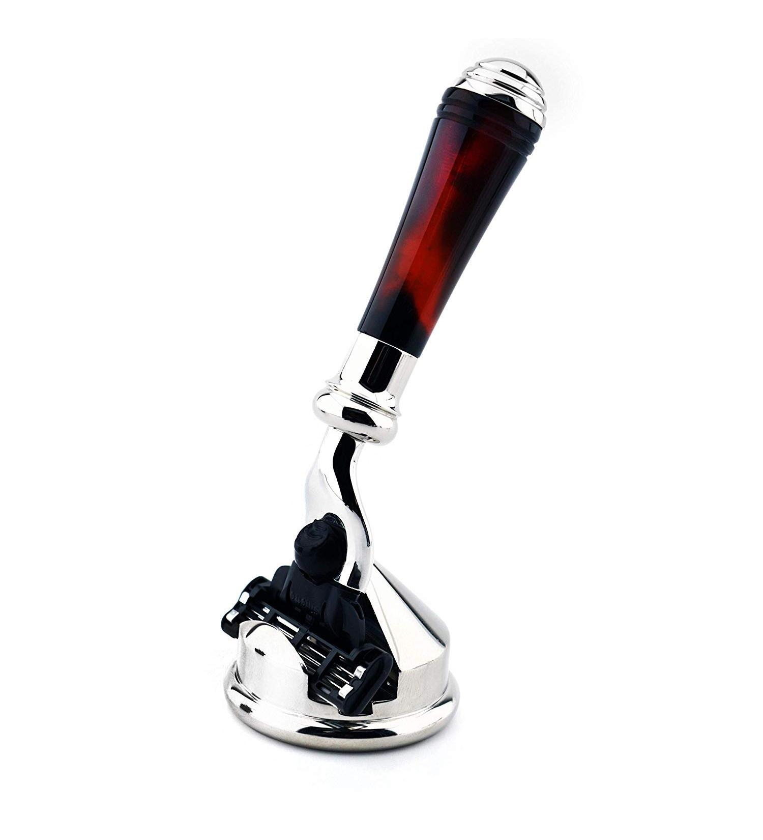 Tortoise Shell Effect Razor - Lightweight Mini Handle with Triangular Cartridge | Perfect Shave & Stainless Steel Holder - Shop Internationally - Buy Online on GoSupps.com