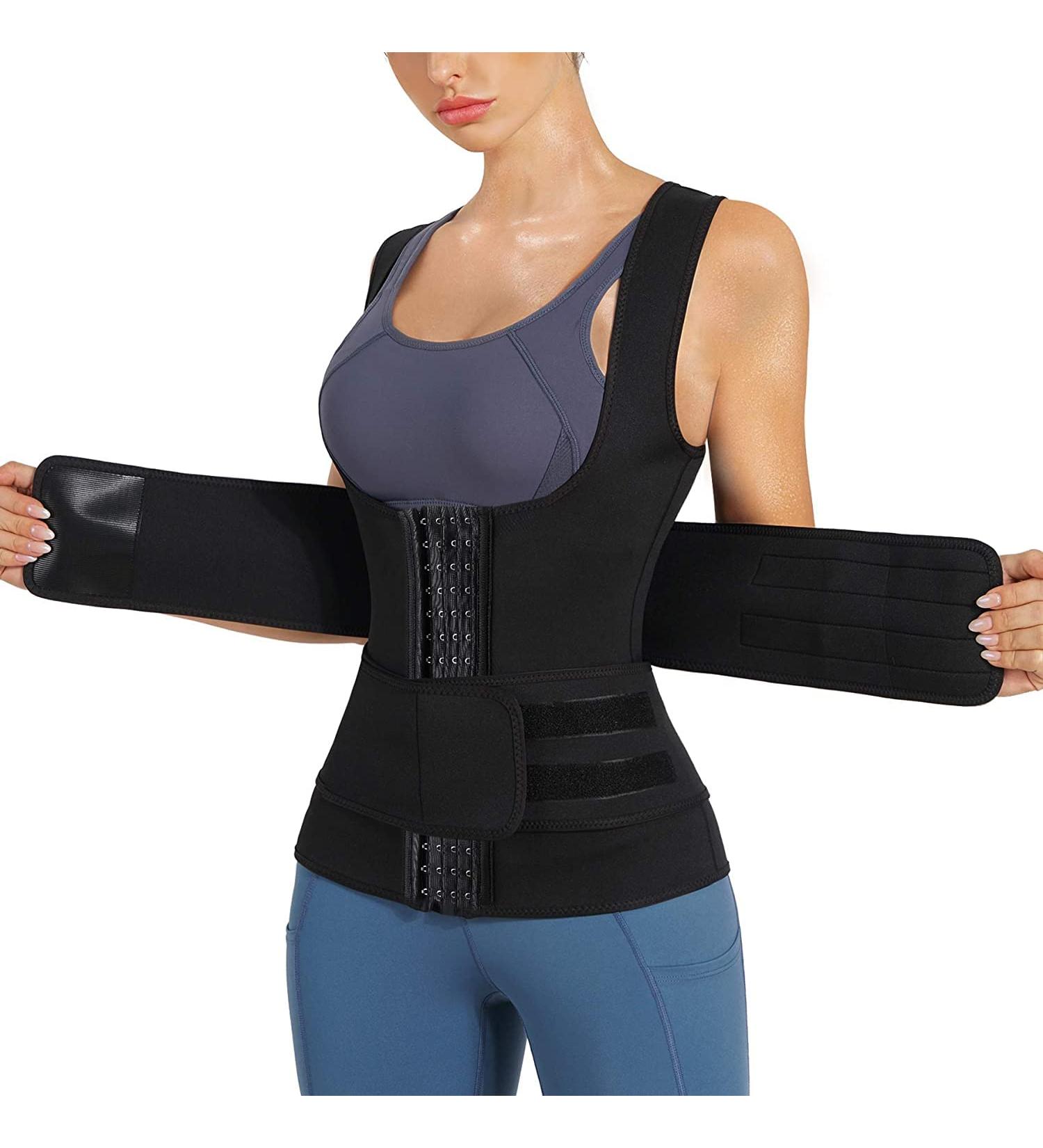 KUMAYES Sauna Vest for Women - Neoprene Slimming Corset Waist Trainer & Shapewear Tank Top - Body Shaper in Black - International Shipping Available - Buy Online on GoSupps.com