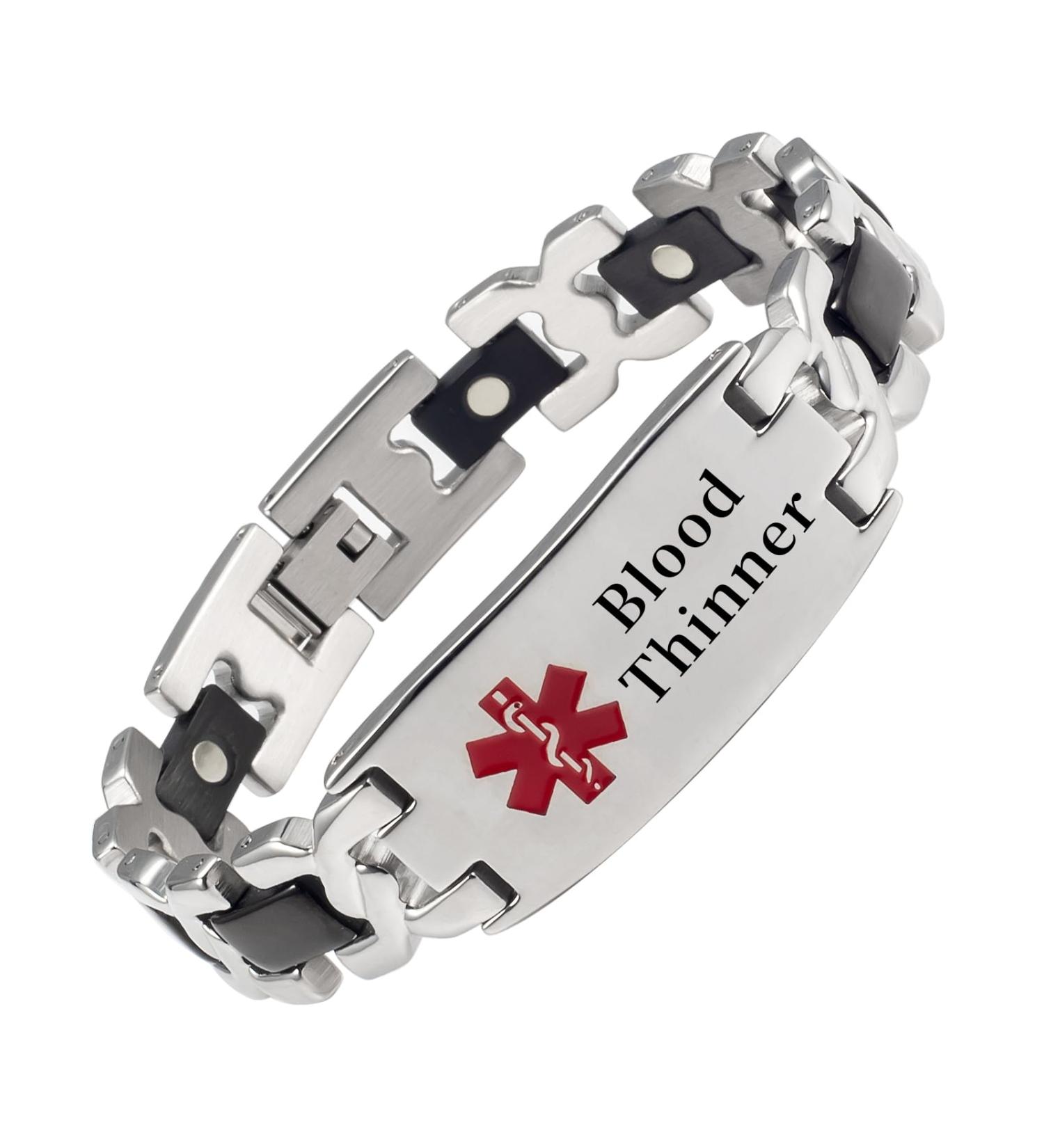 Magcopper 10-Piece Stainless Steel Magnetic Emergency Bracelet | Personalized Medical ID Bracelet 21.5cm/13mm - StB-4706AsBM12 - Buy Online on GoSupps.com