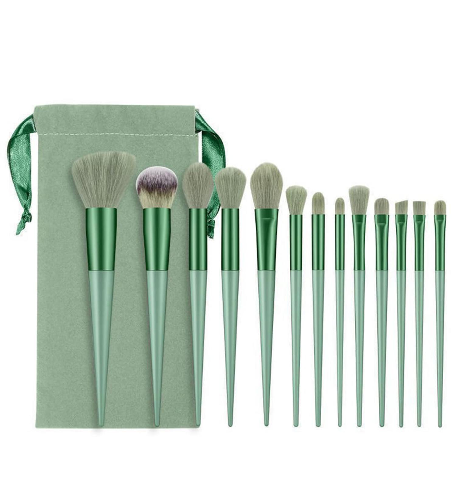 ZKSXOA 13-Piece Makeup Brushes Sets Face and Eye Make-up Brushes for Foundation Powder Concealers Blush and Eyeshadow with Bag Green - Buy Online on GoSupps.com