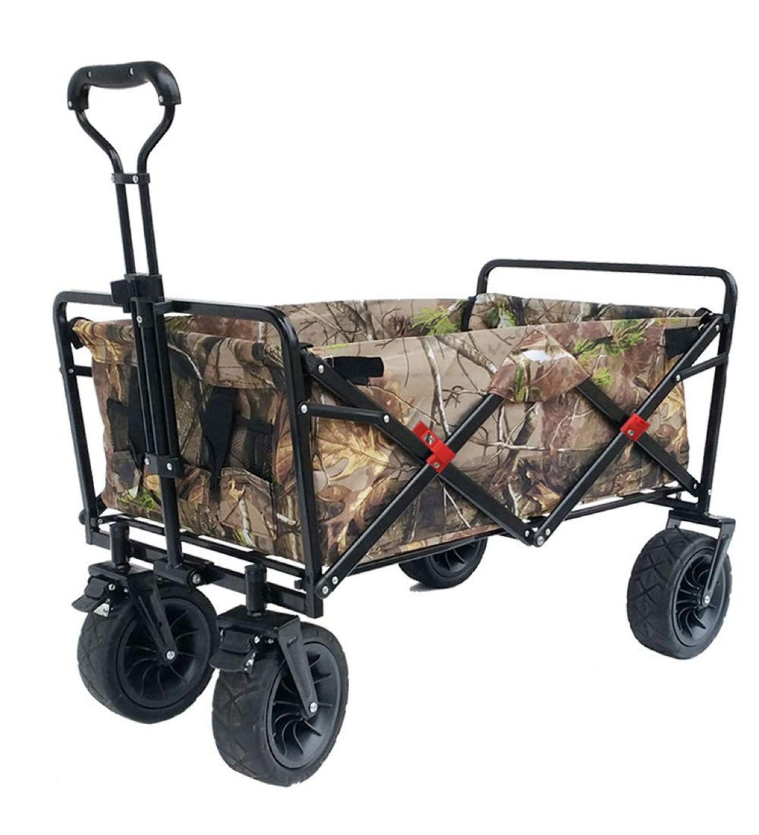 Folding Camping Wagon/Cart - Collapsible Sturdy Steel Frame Garden/Beach Wagon/Cart Lightweight
