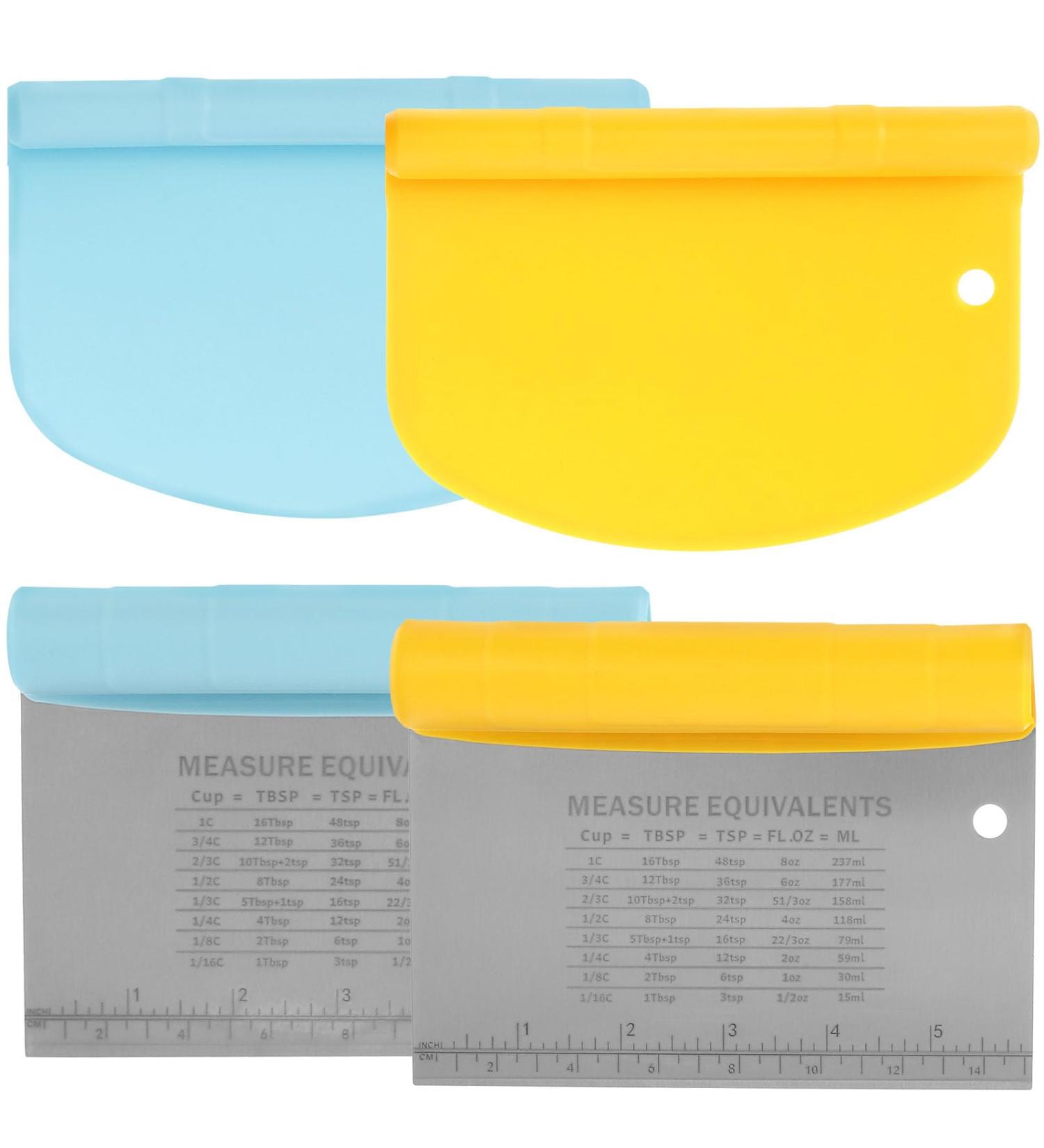 Abizarch 2 Pcs Dough Cutter Stainless Steel Pastry Scraper with Anti-Slip Handle 2 in 1 Dough Scraper and Cutter with Scale Ruler Multi-Purpose Food Scraper Tool for Baking Bread Cake Pizza Dough ZHAZ Blue+Huang - Buy Online on GoSupps.com