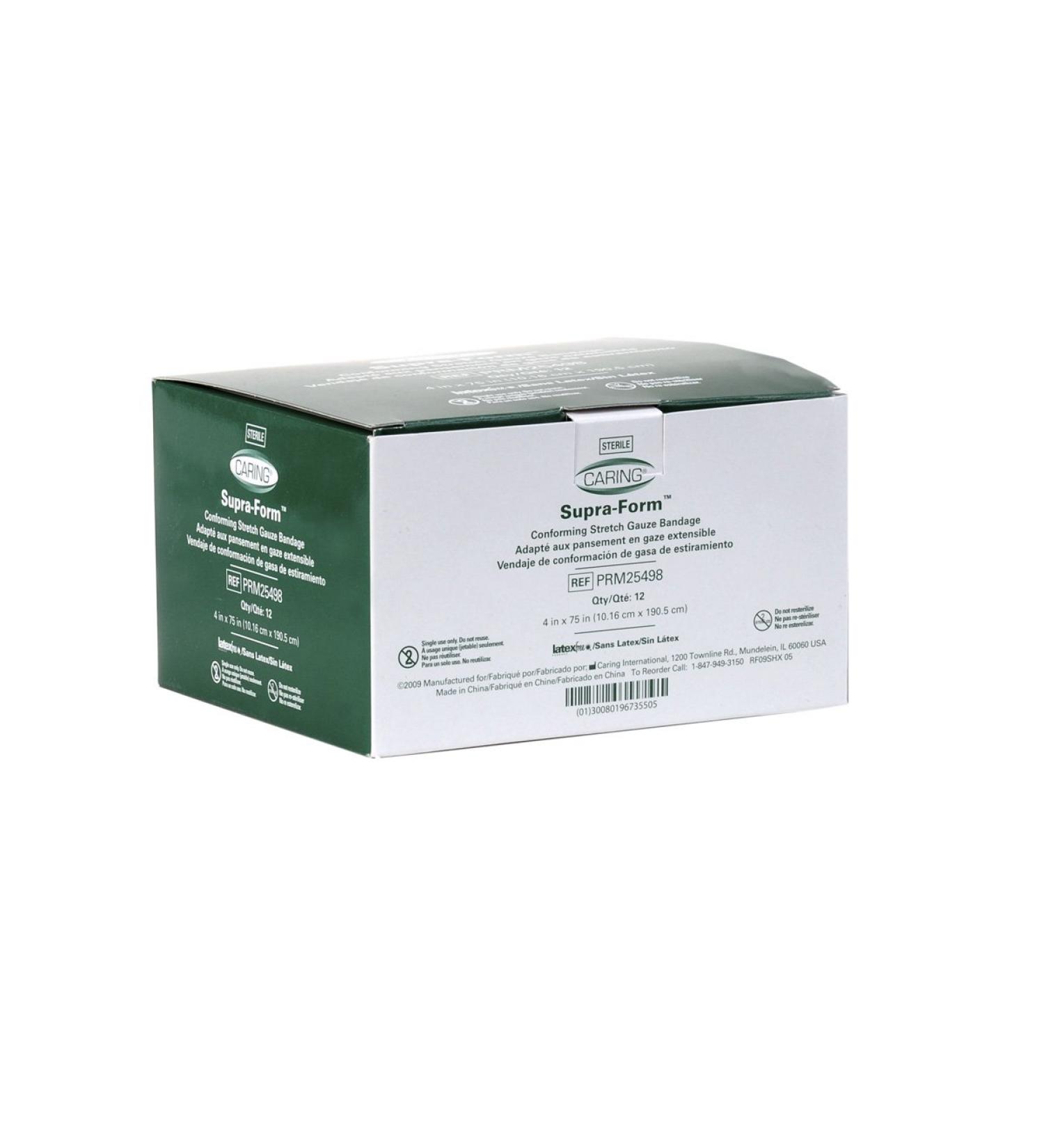 Medline PRM25498Z Caring Supra Form Sterile Conforming Bandages 4"x75" (Box of 12)