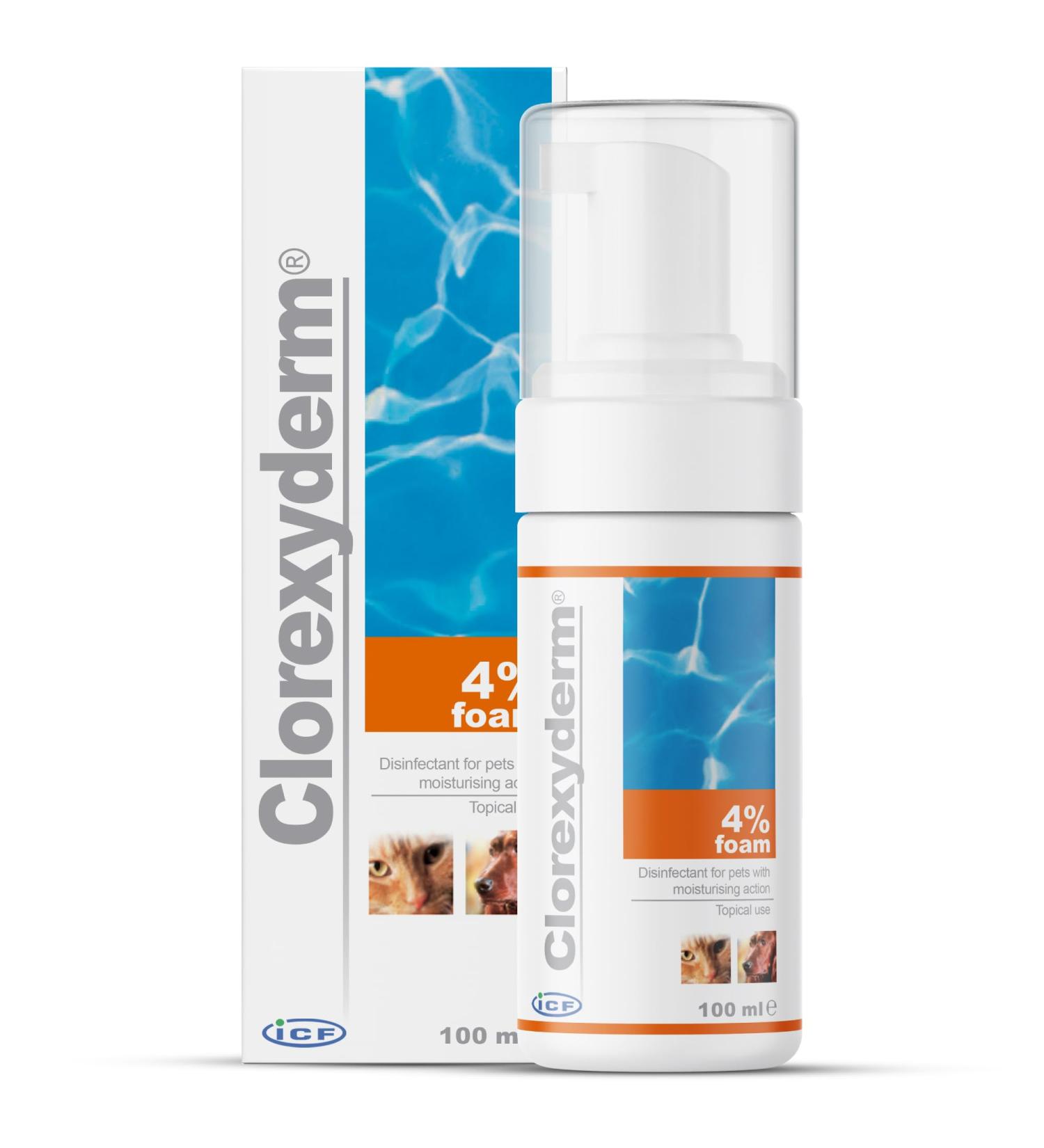Clorexyderm 4% Foam Mousse Dry Shampoo for Dogs & Cats - Antibacterial & Antifungal - 100 ml - Relieves Dry Itchy Skin, Moisturizes & Softens Coat - Buy Online on GoSupps.com