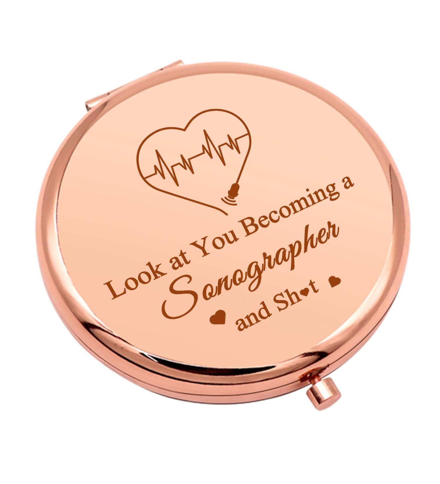 Sonography Tech Compact Makeup Mirror - Radiologist Gift for Women | Folding Mirror for Ultrasound Tech - Inspirational Birthday & Christmas Gift - Buy Online on GoSupps.com
