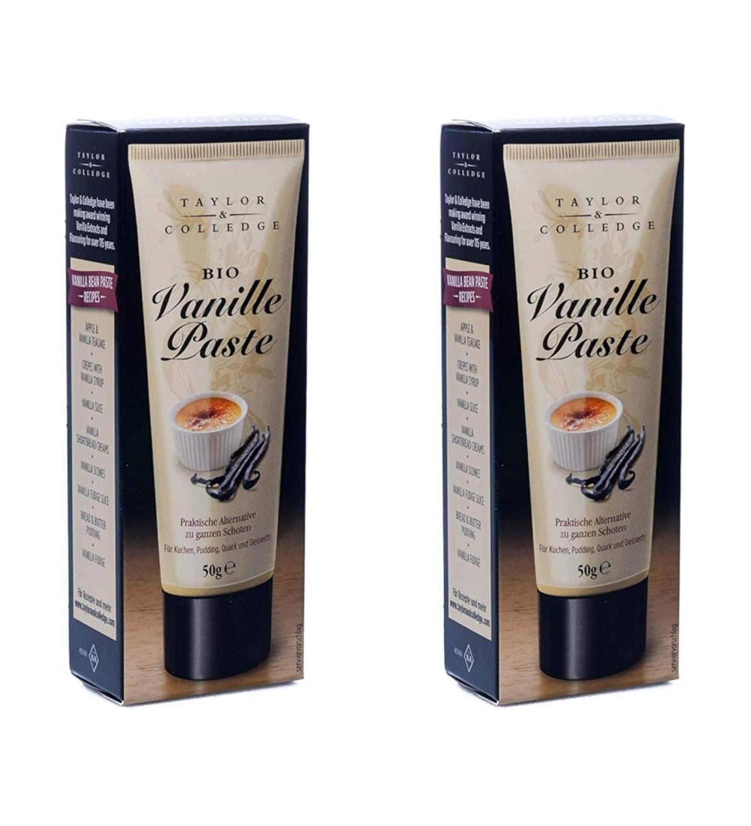 Taylor & Colledge Organic Vanilla Paste - 50g Tube Pack of 2 | Premium Baking Ingredient | International Shipping Available - Buy Online on GoSupps.com