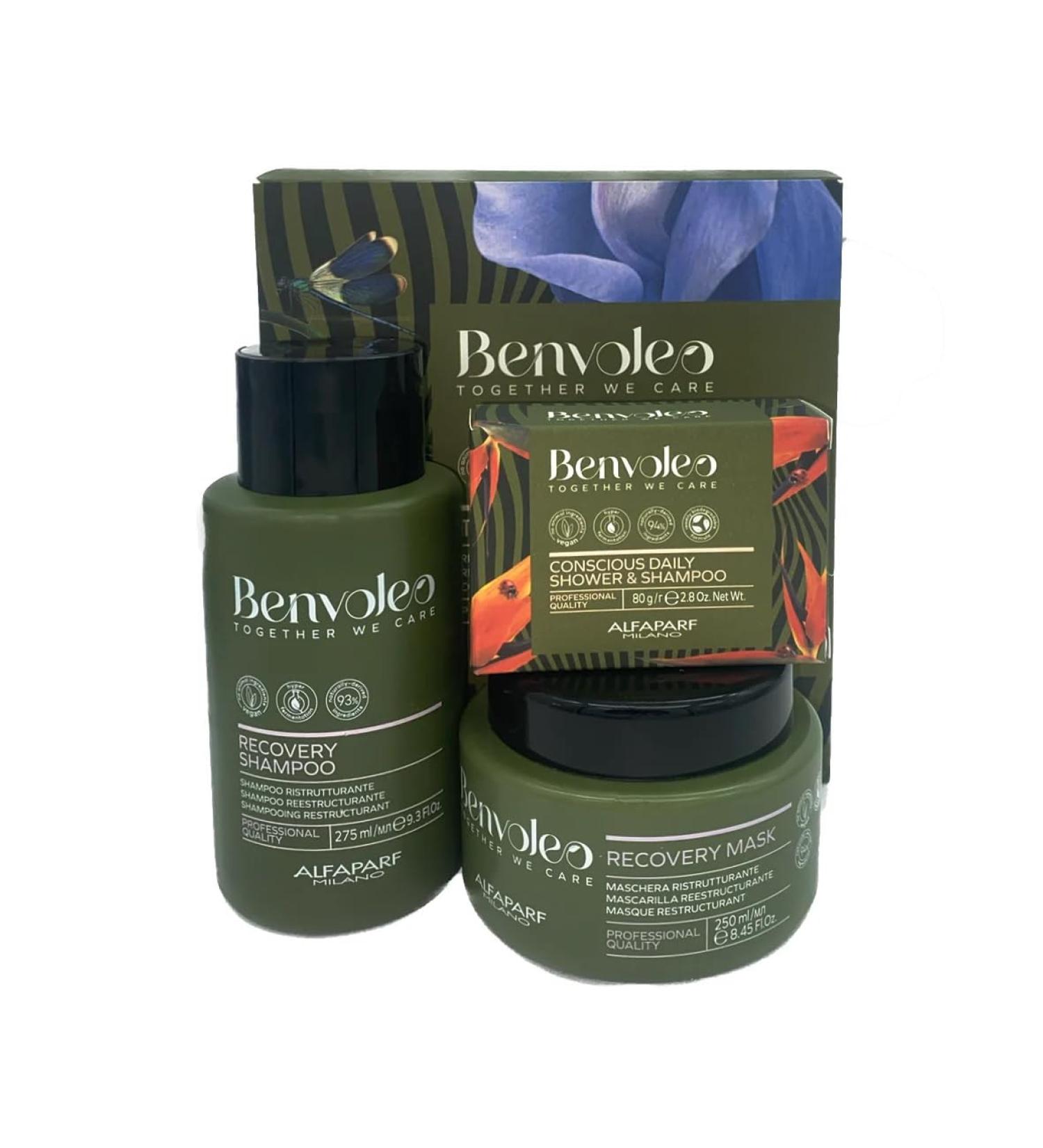  AlfaParf Alfaparf Benvoleo Recovery Pack: Intense repair and natural nourishment for damaged hair. Shampoo 275 ml + Mask 250 ml + Shower & Shampoo 80 g - Buy Online on GoSupps.com