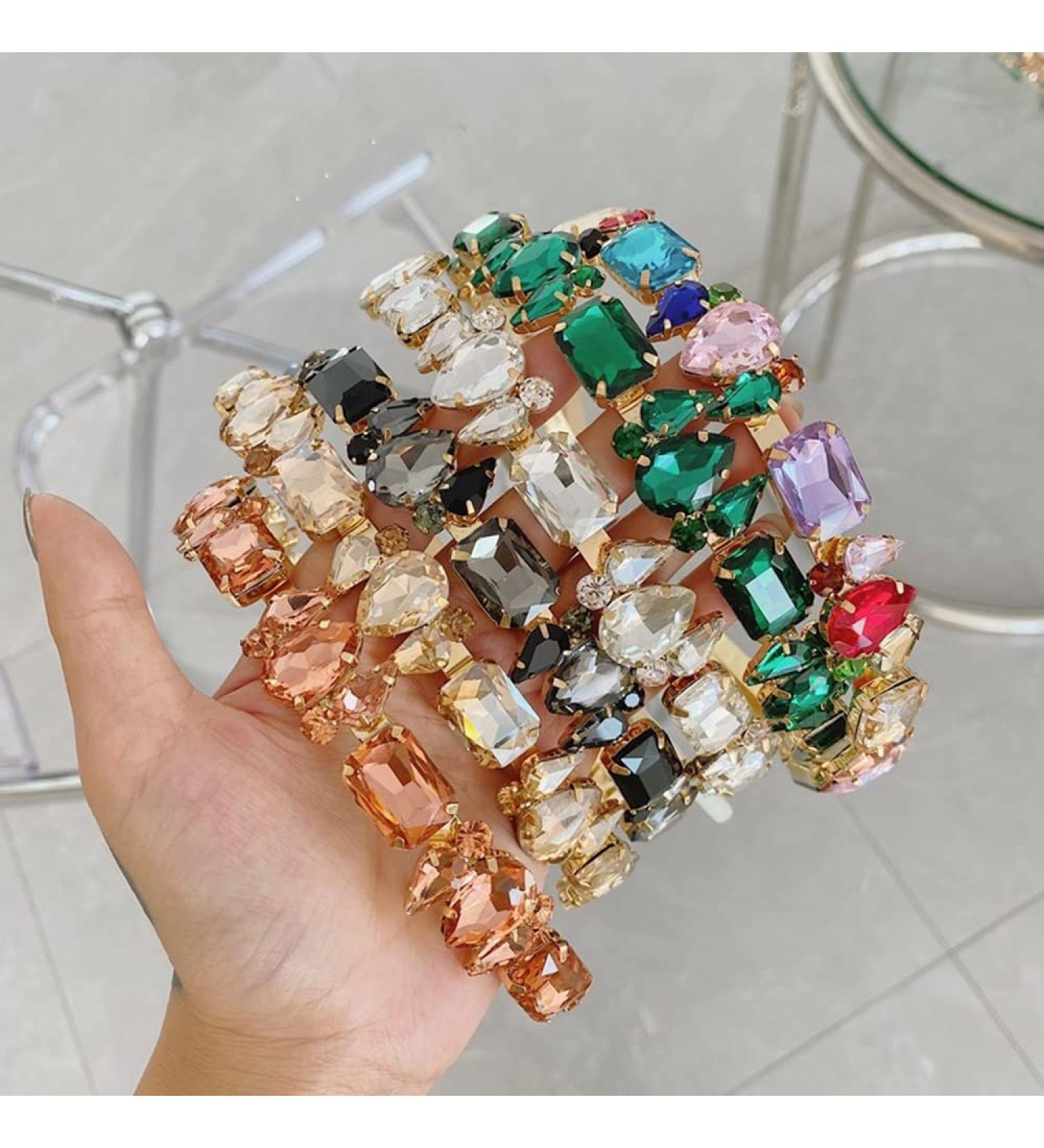 Wiwpar Thin Rhinestone Headband for Women - Colorful Elastic Vintage Hair Hoop Accessories - Buy Online on GoSupps.com