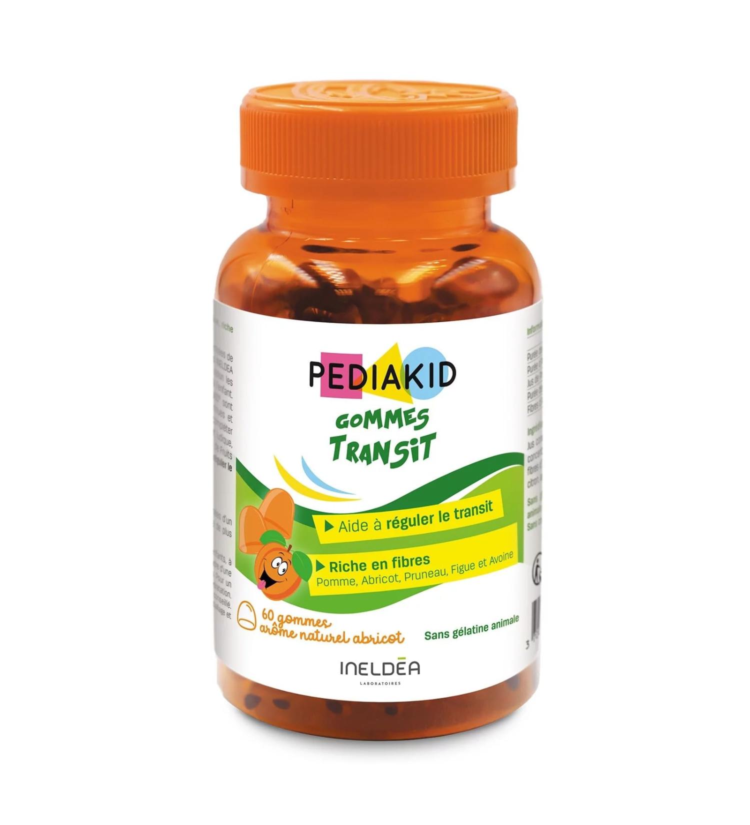 PEDIAKID - Transit Gums - Fruit and Oat supplement - Rich in fiber - Helps regulate intestinal transit - Natural apricot flavor - 60 gummies - Buy Online on GoSupps.com