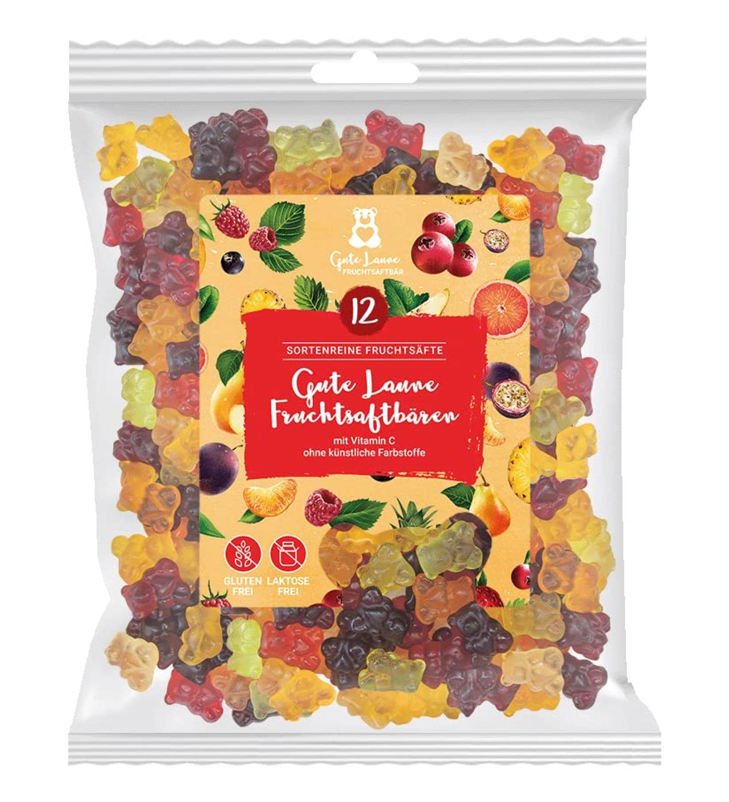 Naschlabor Good Mood Fruit Juice Bear - 20% Variety Pure Fruit Juices | Gluten & Lactose-Free | 500g Pack | No Artificial Dyes or Flavors - Buy Online on GoSupps.com
