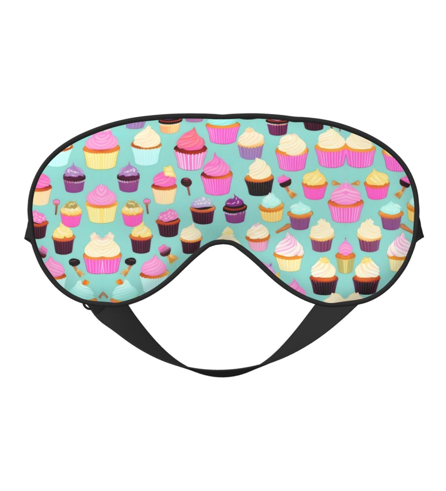 Soft Cupcake Pattern Light Blocking Eye Mask | Adjustable Sleep Mask for Travel Yoga & Relaxation - Buy Online on GoSupps.com