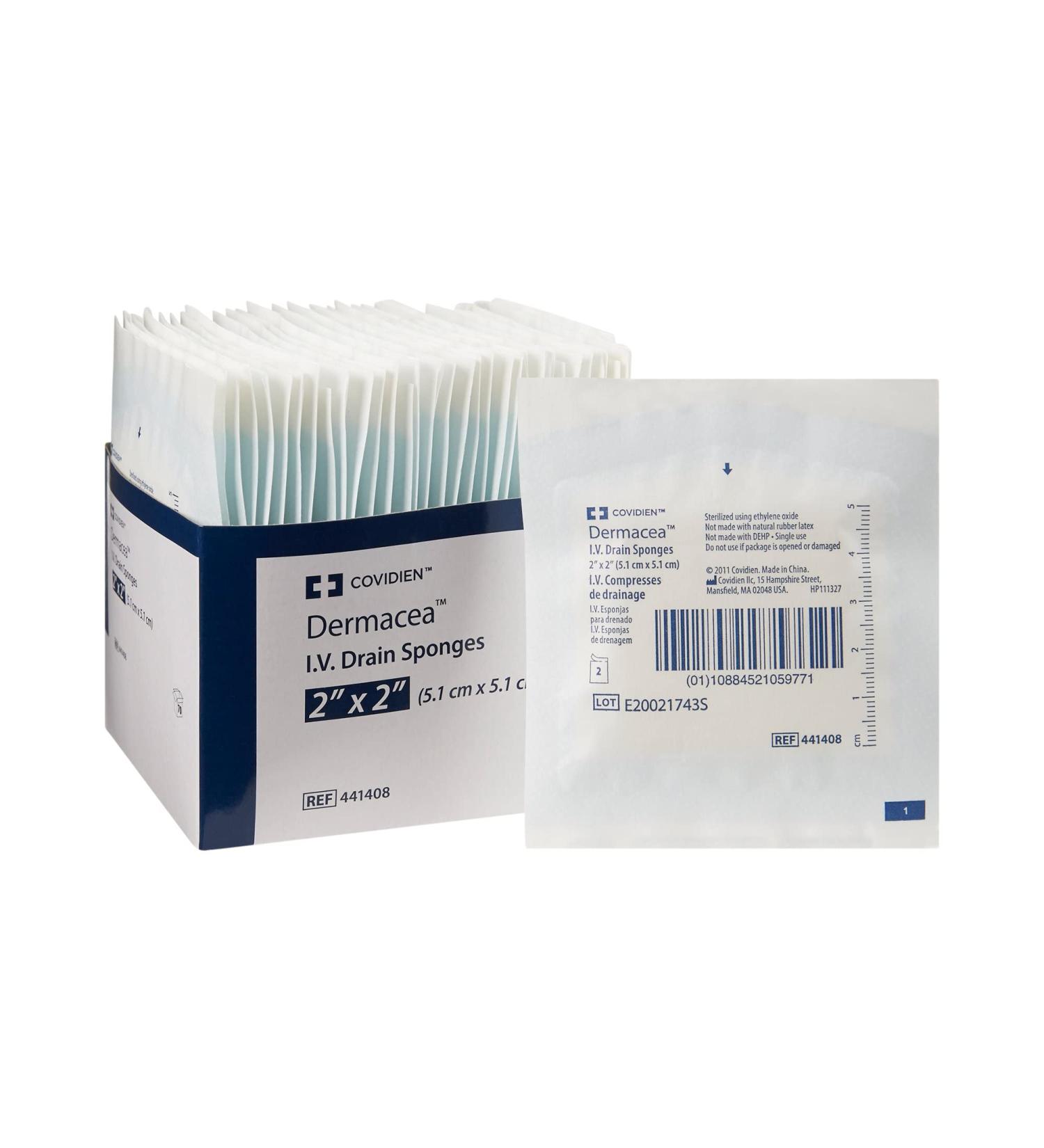 Buy Covidien 441408 Dermacea I.V. Drain Sponges - 2x2 Size (Pack of 70) | International Shipping Available - Buy Online on GoSupps.com