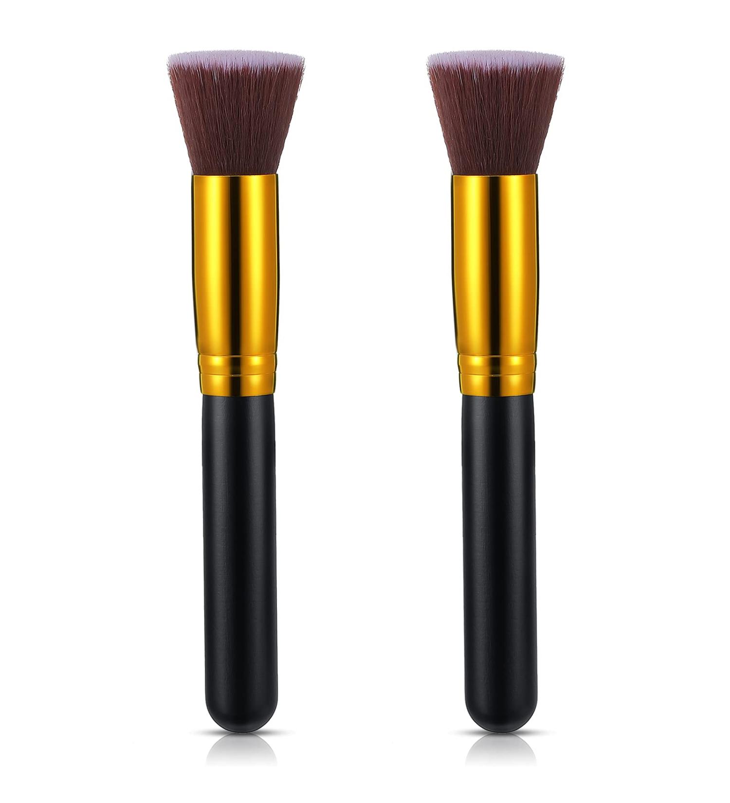 2 Pack Self Tanner Kabuki Brushes for Easy Face Application - Sunless Tanning Brush for Men and Women - Flat Head Design - Buy Online on GoSupps.com