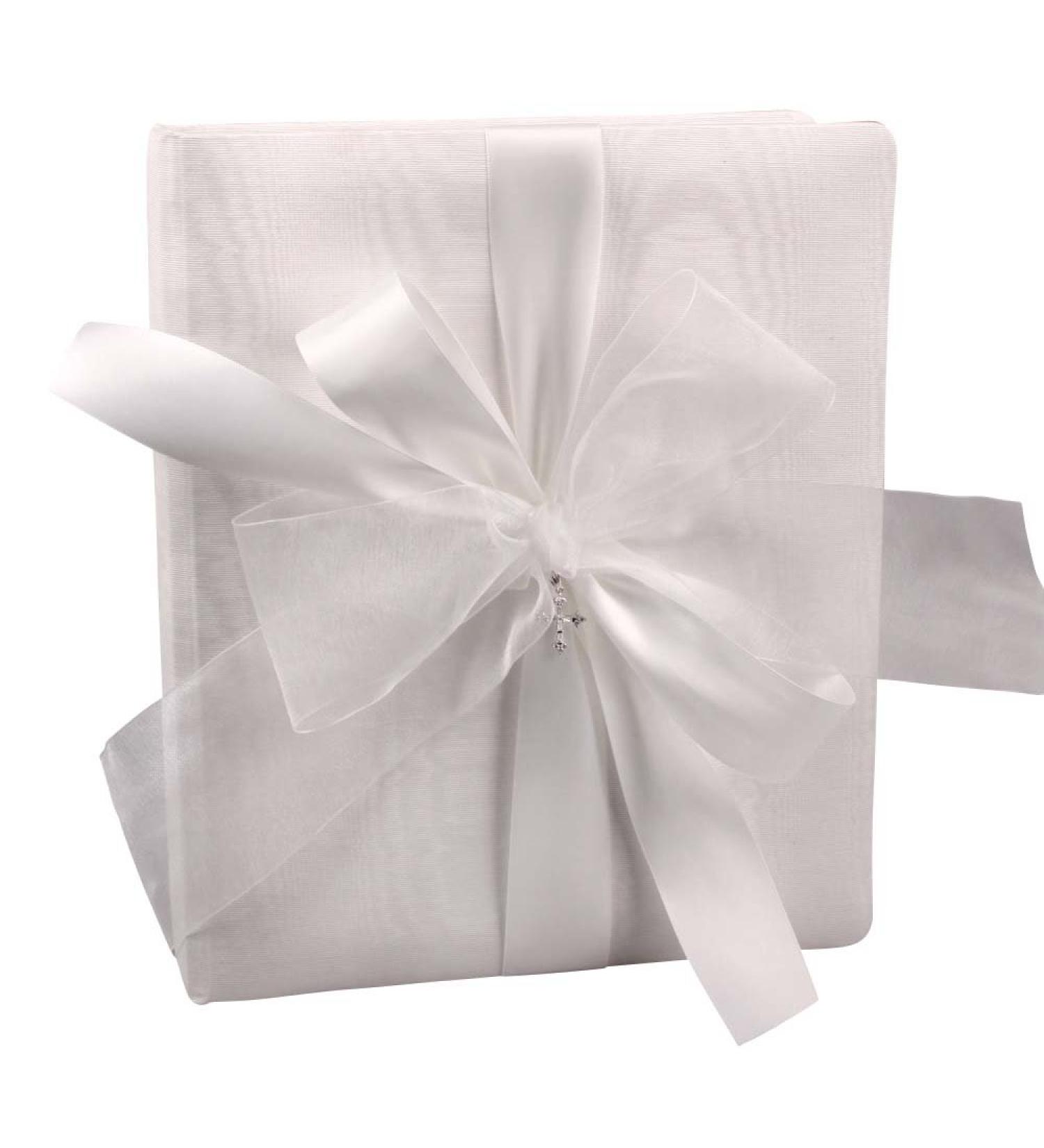 Beverly Clark Collection Grace, Memory Book with Crystal Cross, White