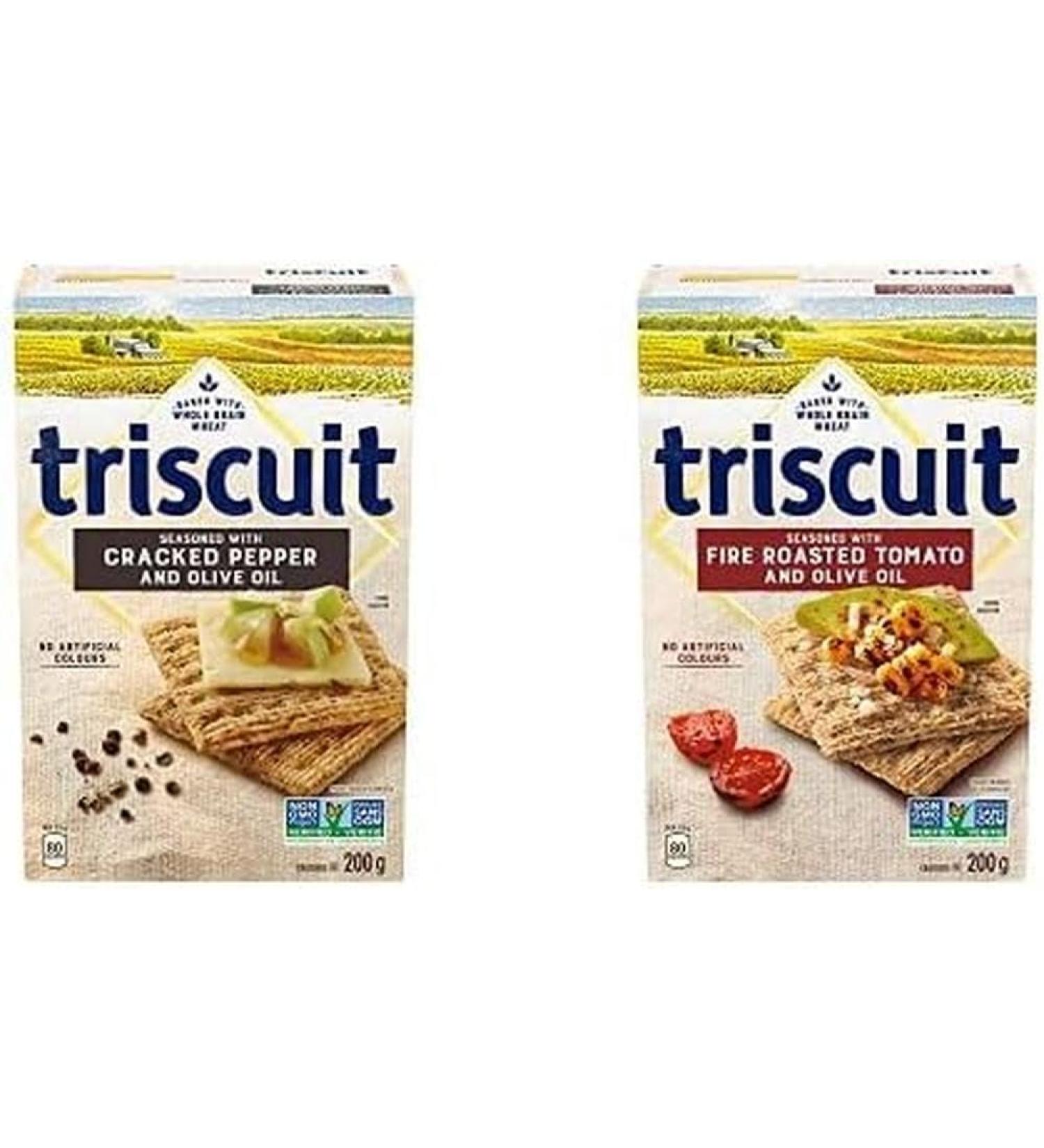 Triscuit Cracked Pepper & Olive Oil Crackers 200 g with Roasted Tomato Olive Oil 200g