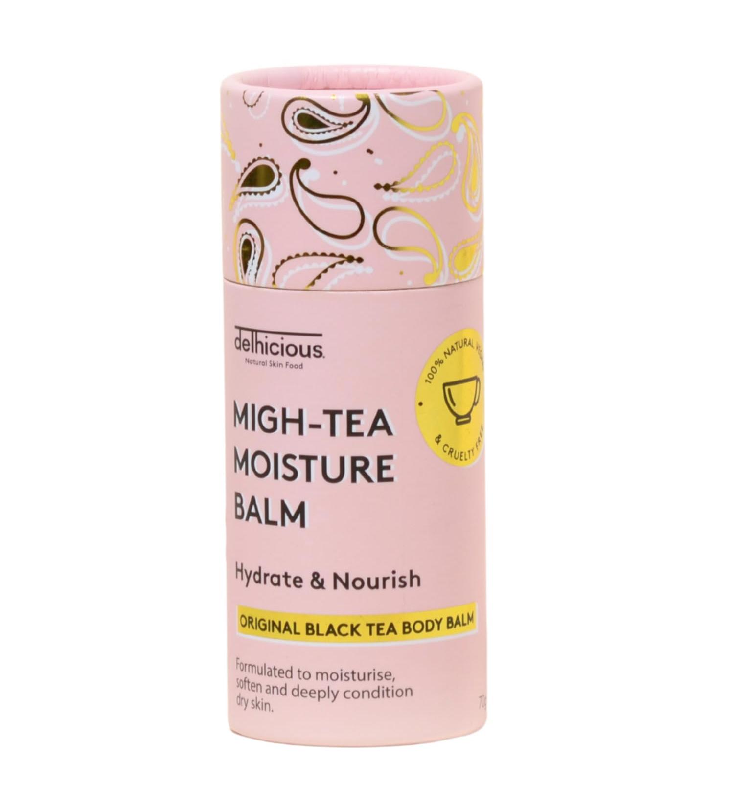 Delhicious Migh-Tea Moisture Body Balm - Natural & Vegan Shea Butter for Dry Skin Eczema & Psoriasis Relief - 70g Ayurvedic Body Butter - Buy Online on GoSupps.com