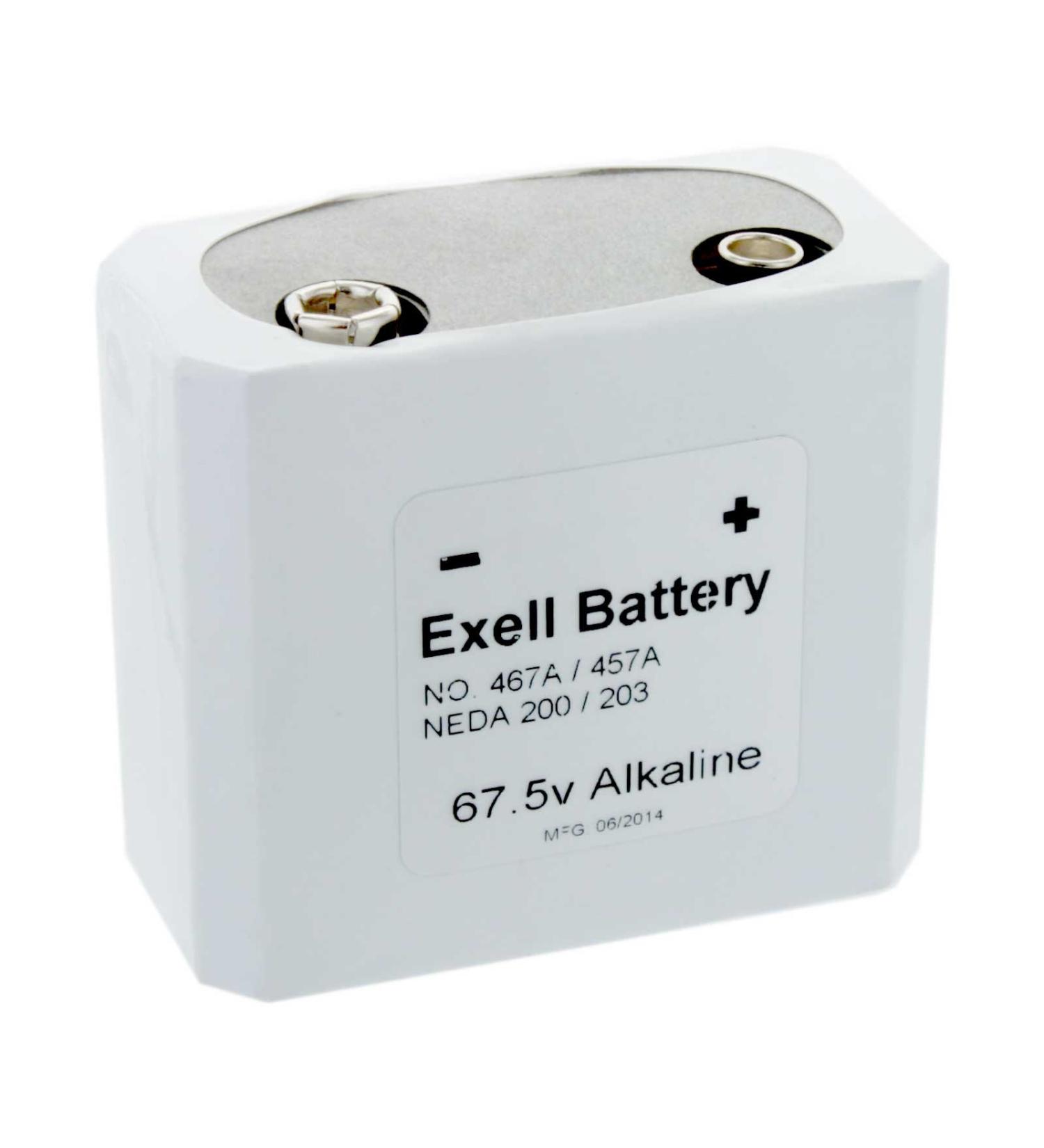 Exell 457/467 67.5V NEDA 203 Alkaline Battery Fits Replaces Electro-Count survey meter Model RM-1 1949 45F30 457 A457 Eveready 457 45F40 KL1 145X 467 BB501 Eveready 467 L5500 VS016 XX45