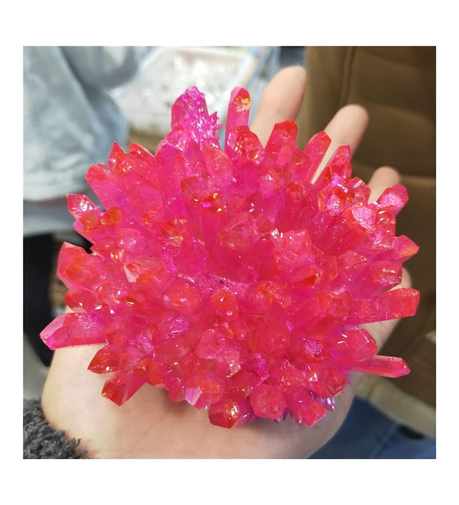 Electroplate red Aura Quartz Crystal Cluster with Rainbow Light Natural Stone and for Home kaixun - Buy Online on GoSupps.com