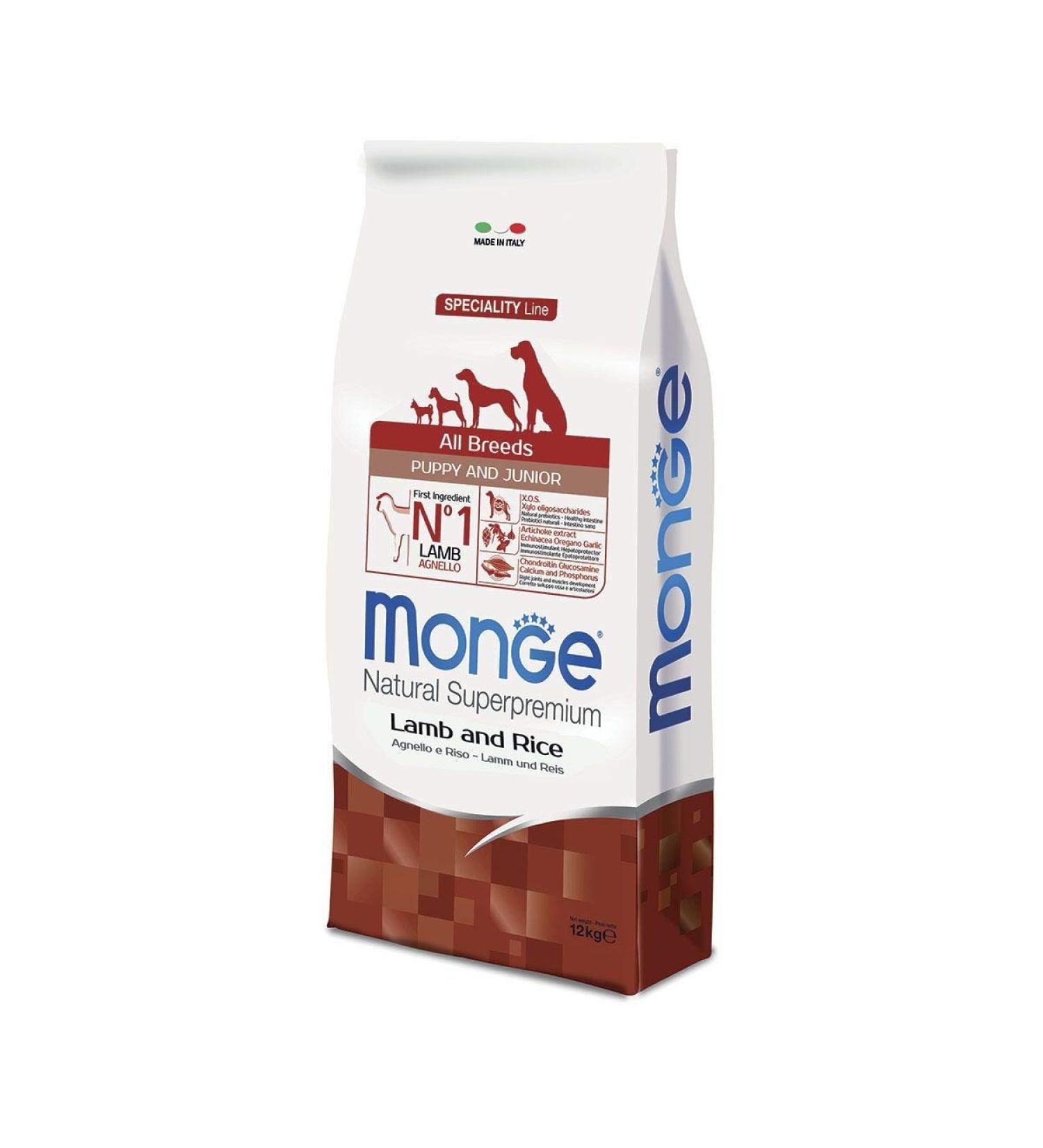 B07SGYMonge - Natural Superpremium - All Breeds Puppy & Junior Agnello and Riso - Offered 2 Bags of 12 kg32ZG