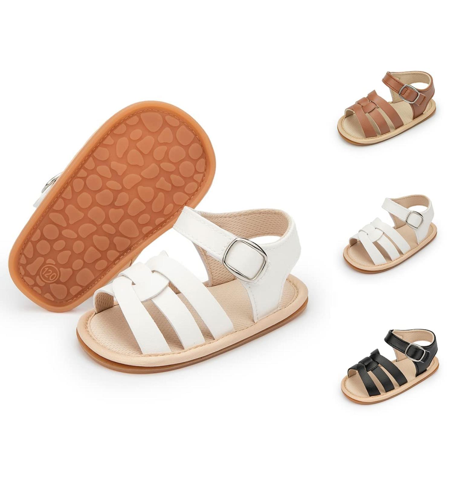 Sonsage Baby Bowknot Sandals - White, 3-6 Months | Soft Sole Toddler Shoes - Buy Online on GoSupps.com