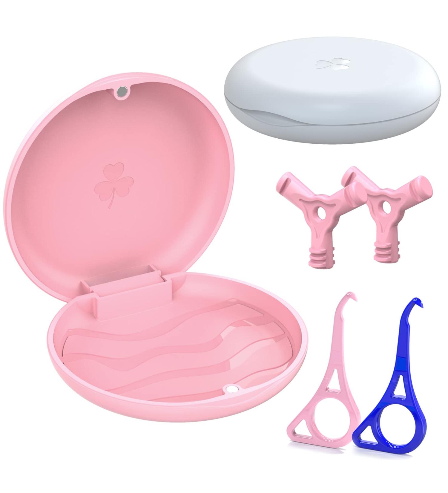 Buy Dnom Dose Braces Box & Prosthetic Containers - 2x Aligner Tools & Chewies - Shop Internationally for Dentures in Pink & White - Buy Online on GoSupps.com