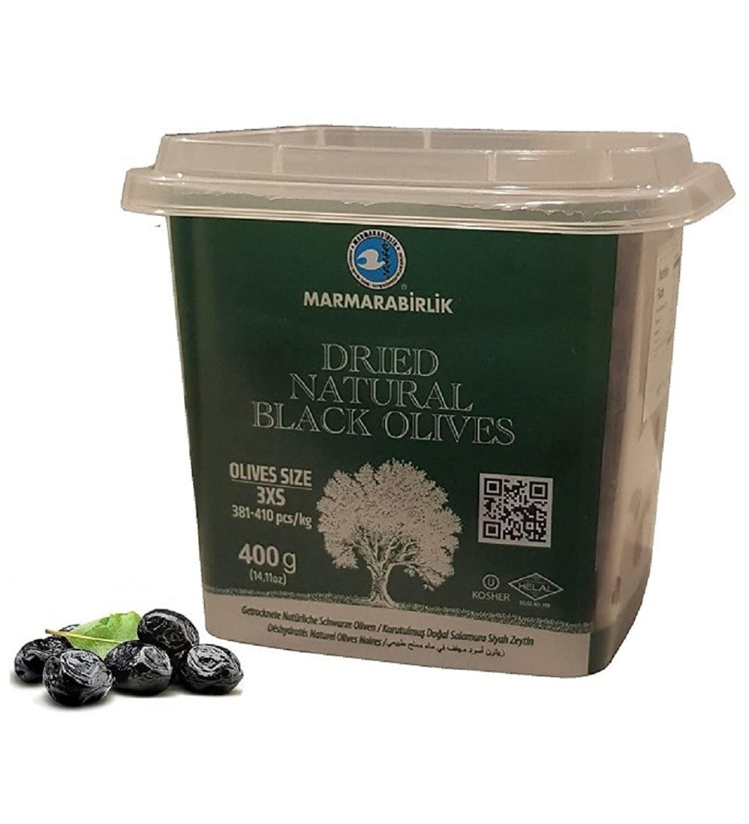 Marmarabirlik Dried Natural Black Olives 400g - Premium Quality olives for a savory twist - Buy Online on GoSupps.com