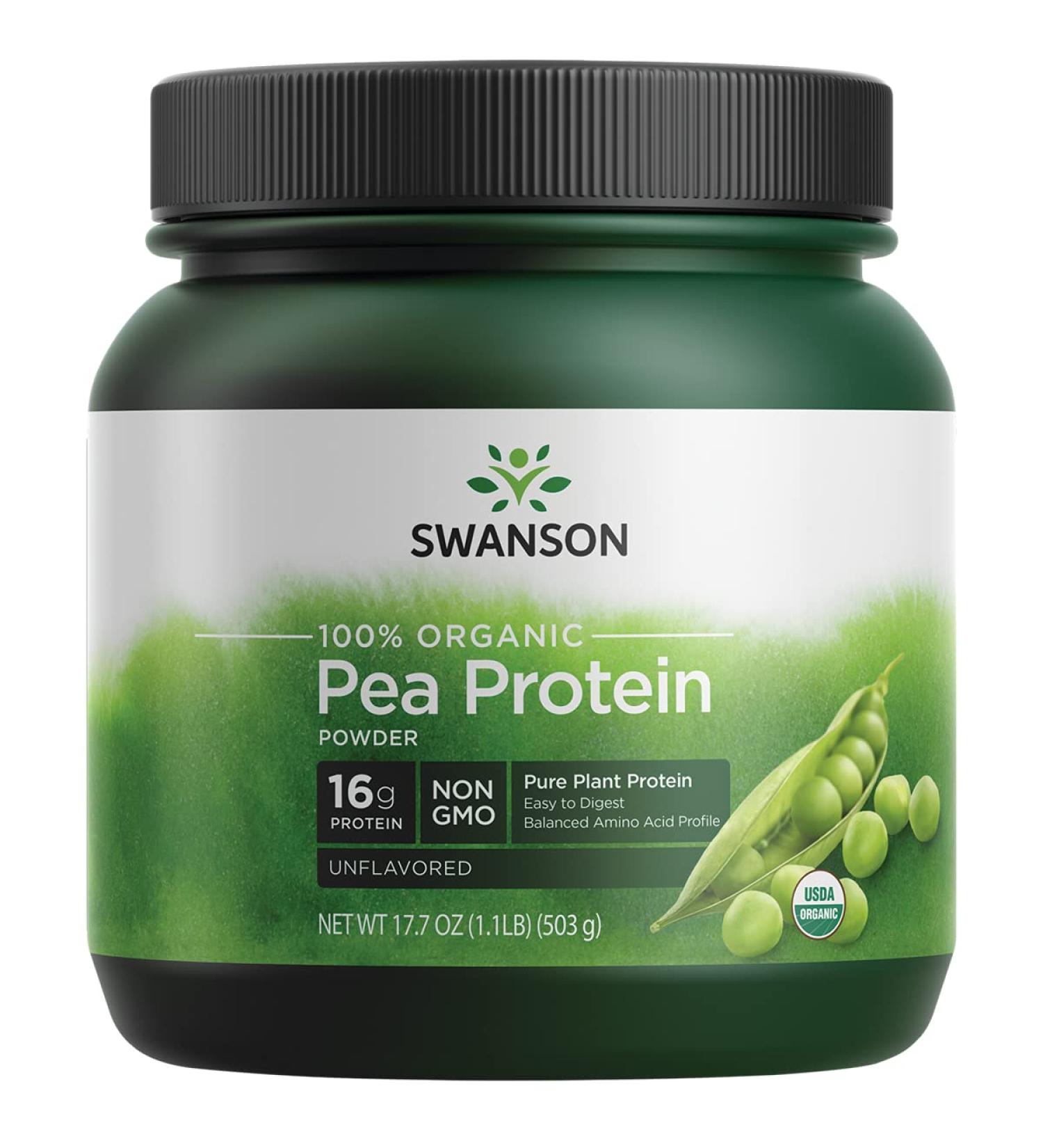 Swanson 100% Organic Non-GMO Pea Protein Powder 1.1 lb (503 g) for Healthy Nutrition | Best Plant-Based Protein Online - Buy Online on GoSupps.com