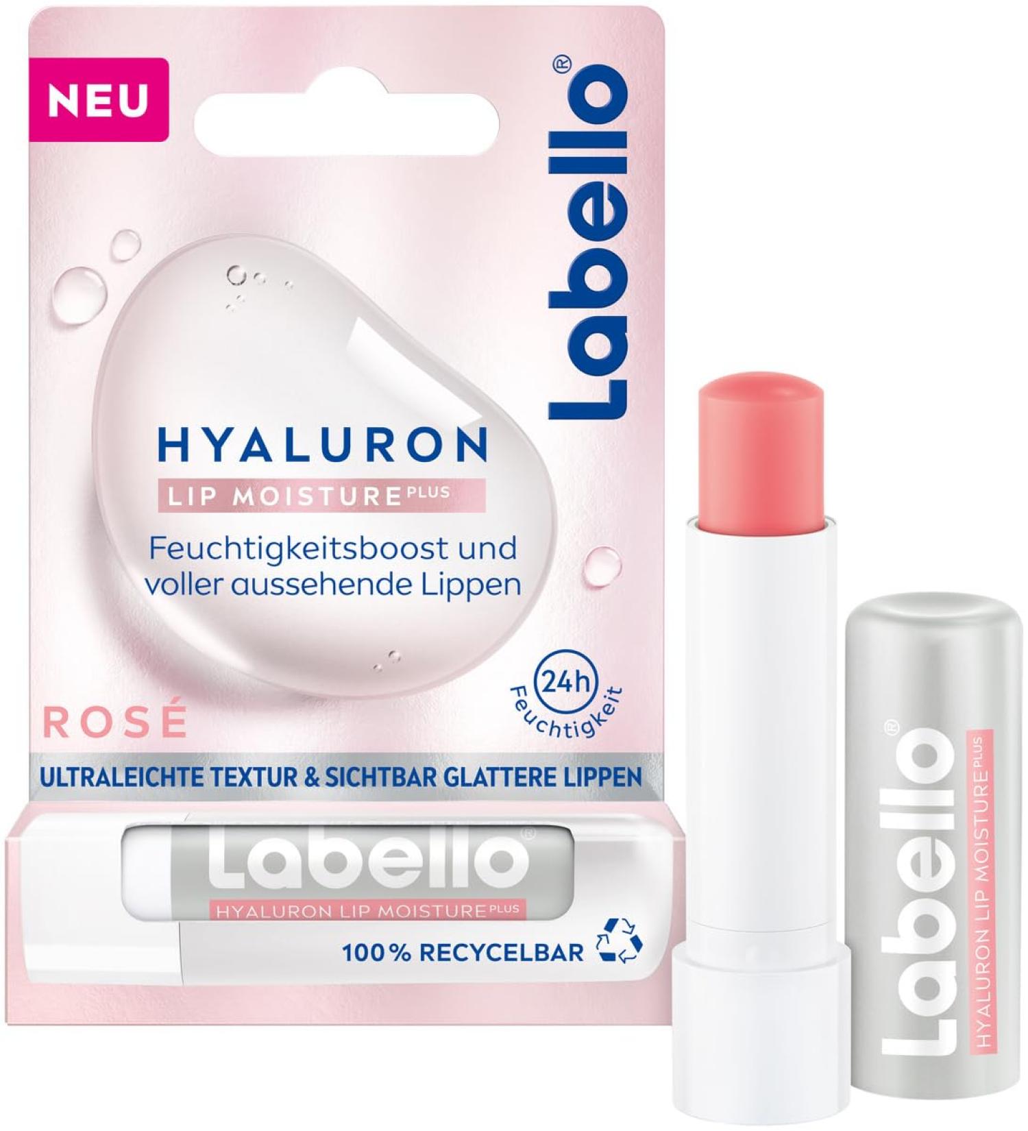  Labello Labello Hyaluronic Acid Lip Balm for 24H Hydration Menthol Lip Balm and Ultra Light Texture Highlights Natural Lip Colour  - Buy Online on GoSupps.com