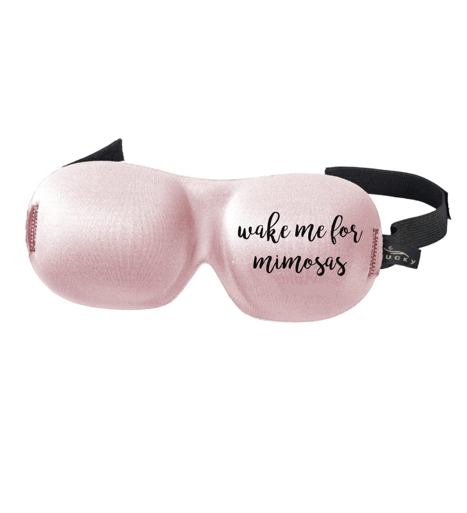 7.75" Light Pink Wake Me for Mimosas Unisex Adjustable Sleep Mask