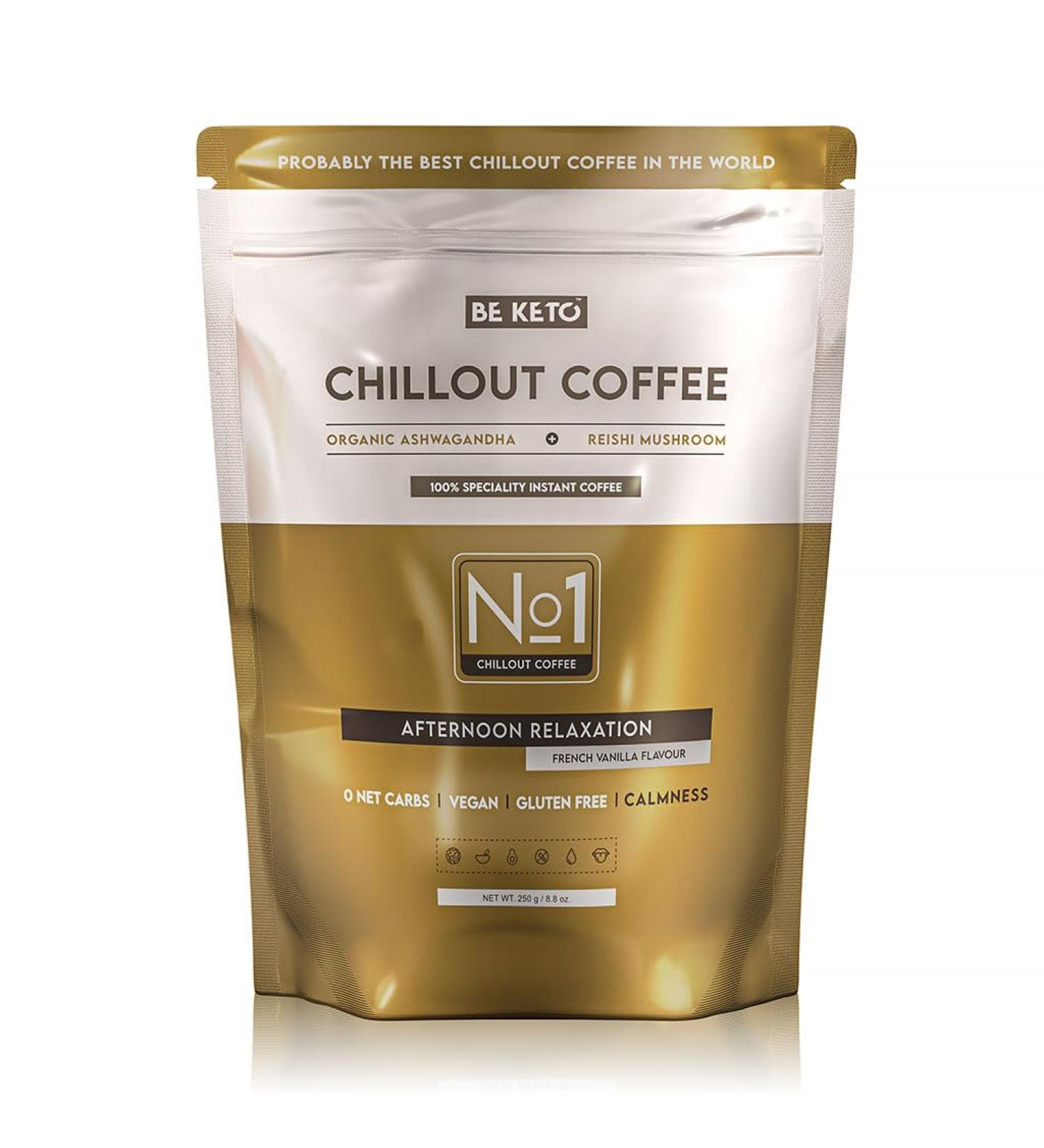  Be Keto Soluble Coffee - Chillout (Reishi & Ashwagandha) - French Vanilla 250g - Buy Online on GoSupps.com