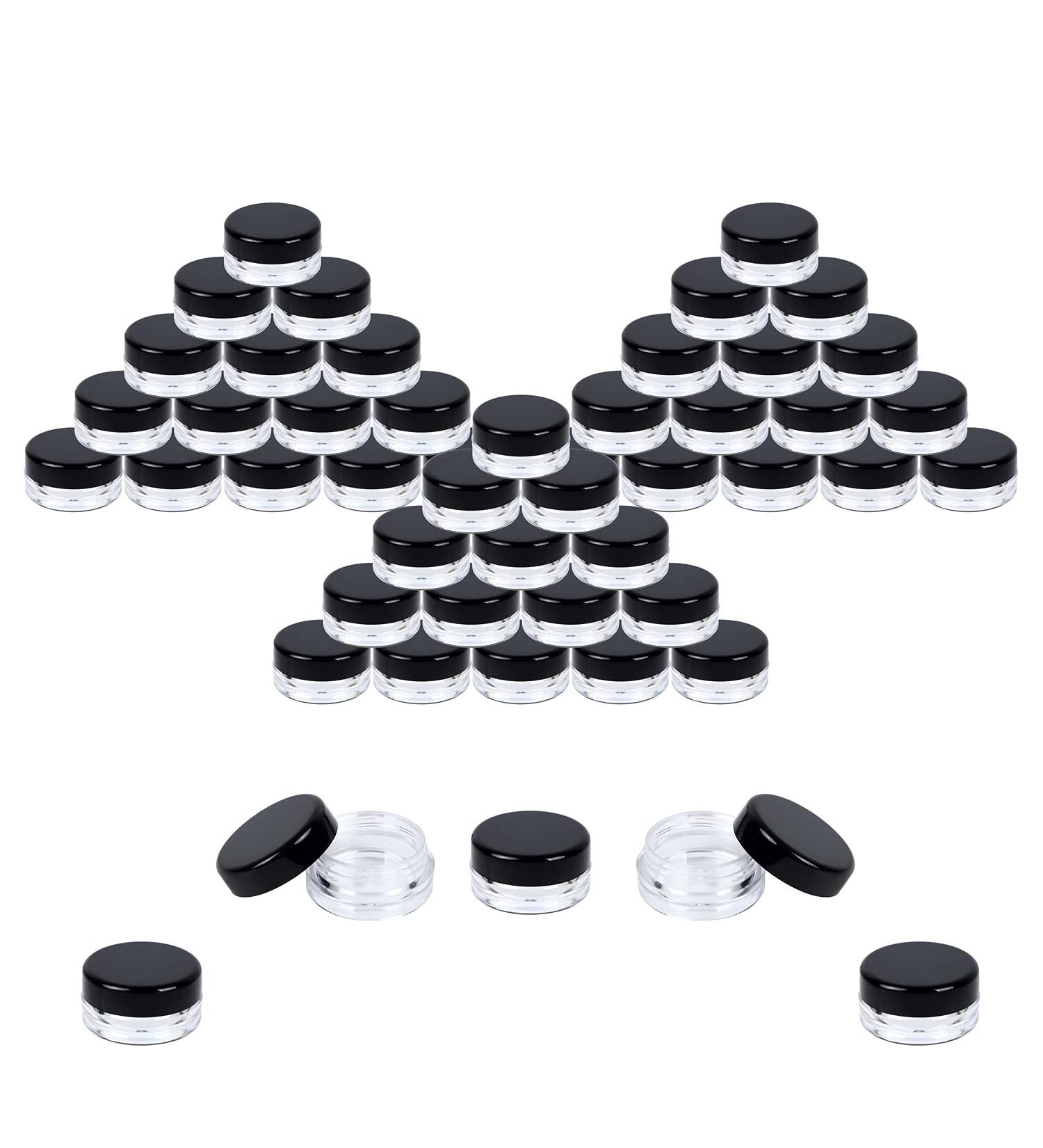 Houseables 3g Black Cosmetic Sample Jars, 50-Pack - BPA-Free Plastic Pots with Screw Cap Lid for Makeup, Nails, Jewelry - 3ml Empty Containers - Buy Online on GoSupps.com