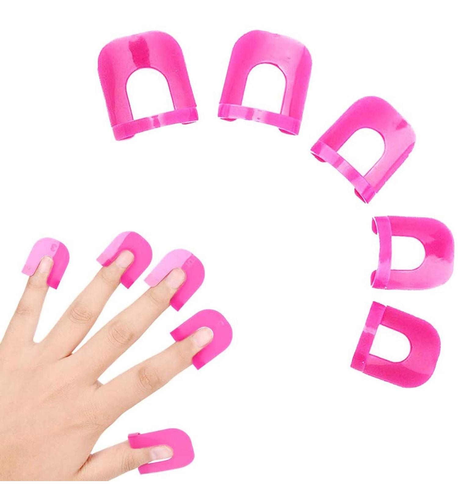 52 Pcs (10 Size) Curve Shape Spill-proof Finger Cover Nail Polish Edge Anti-Flooding Plastic Template Clip Beauty Tools Set for Finger Nail Art - Buy Online on GoSupps.com