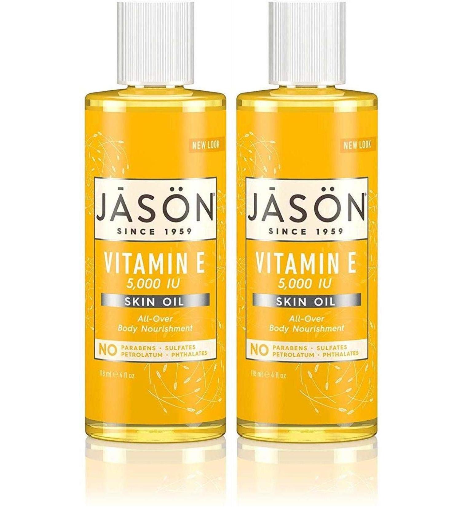 Jason Naturals Vitamin E 5000 IU Skin Oil (2 Pack) with Sunflower, Safflower, Avocado & More - 4 oz. Each - Buy Online on GoSupps.com