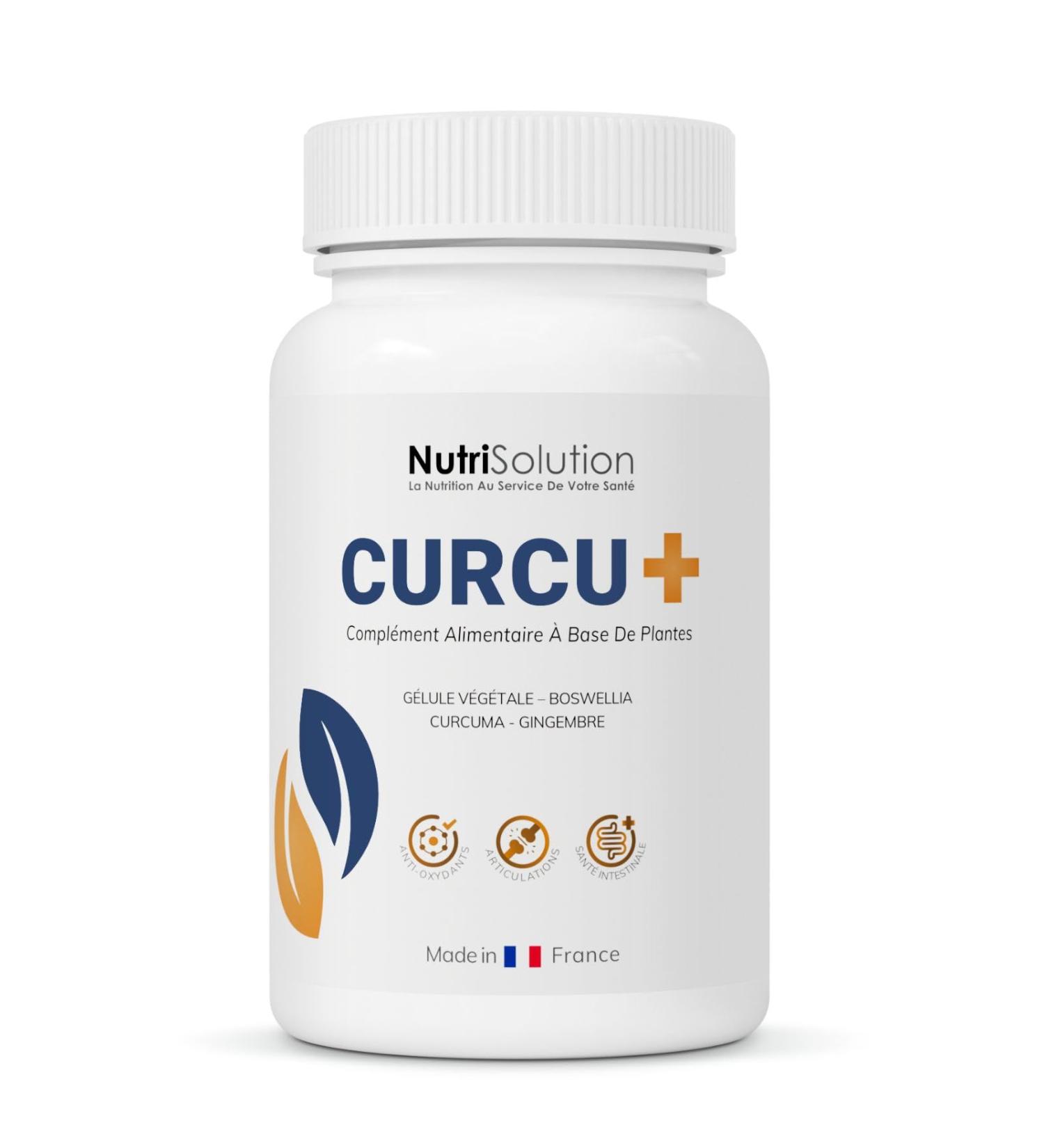 Nutrisolution I Curcu + Curcumin Plant Base I 60 Capsules High Absorption I Food Supplement I Joint Digestion Immunity Ginger Curcumonoids Turmeric I Made in France - Buy Online on GoSupps.com