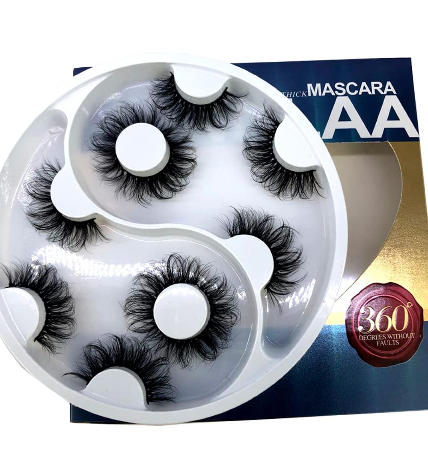 HBZGTLAD 25mm 3D Faux Mink Eyelashes - Handmade Thick False Lashes (5 Pairs) | Long Eye Makeup Extensions - Buy Online on GoSupps.com